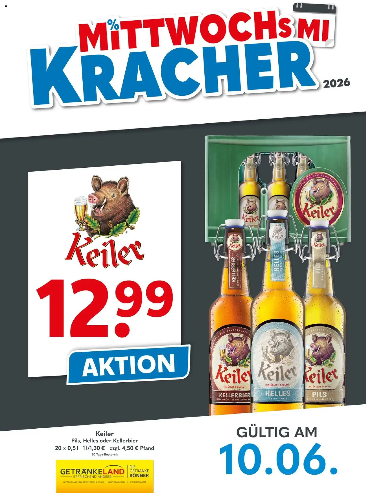 Getränkeland Mittwochs Kracher (ab 10.06.2026) zum Blättern von 10. Juni bis 10. Juni 2026 - Prospekt seite 1