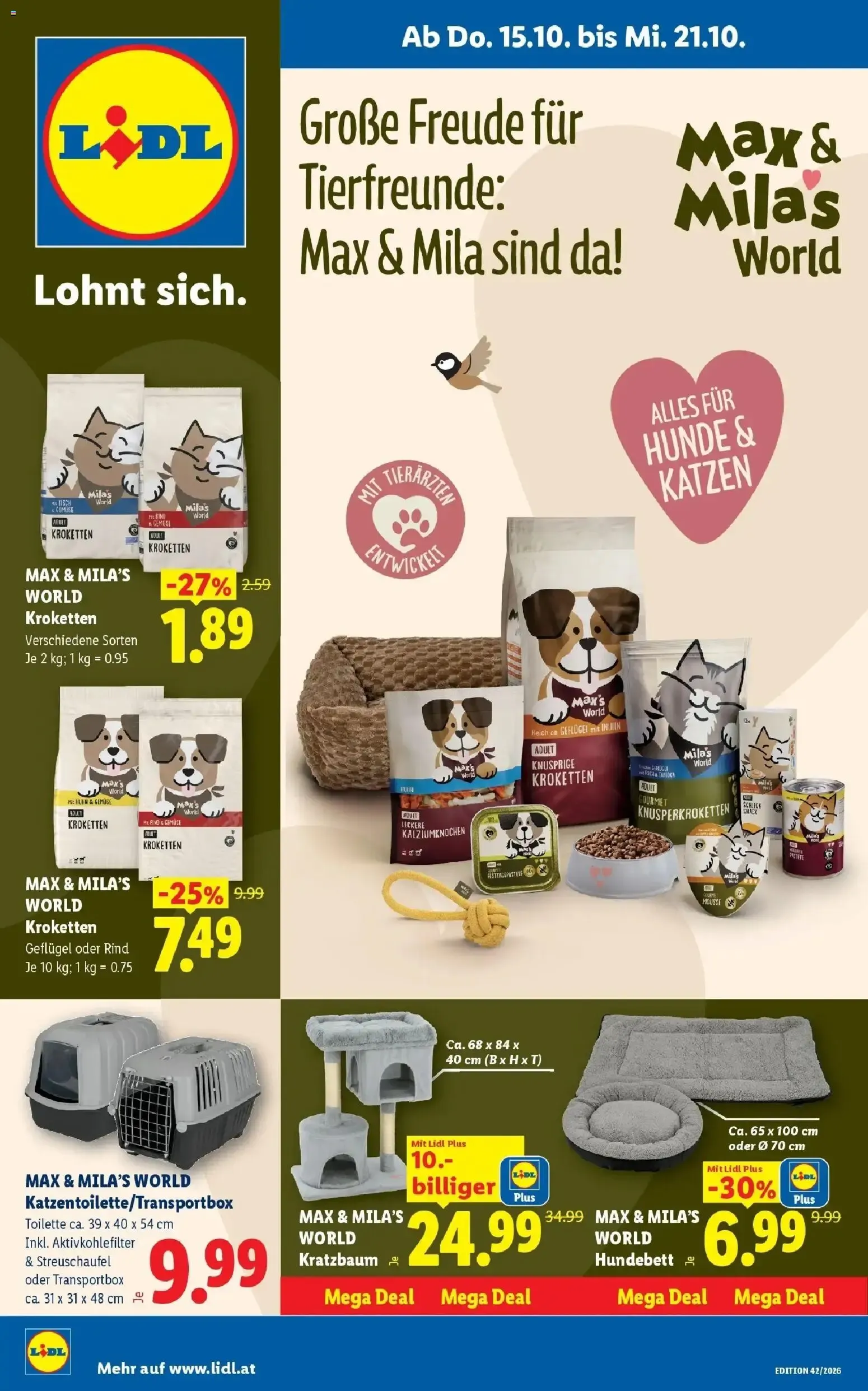 Lidl - Max & Mila's World: Ofertas para mascotas von 15. Oktober bis 21. Oktober 2026 - Flugblätt seite 1