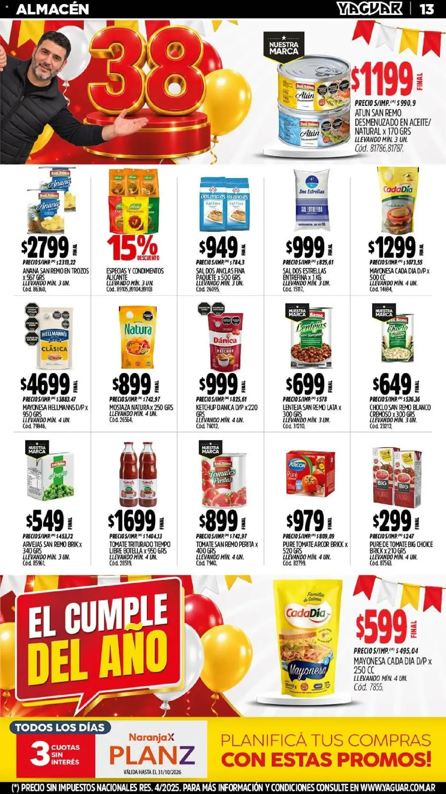 Ofertas de Mayorista Yaguar - El Cumple del Año 19 de octubre al 25 de octubre 2026 - Página 14 del catálogo
