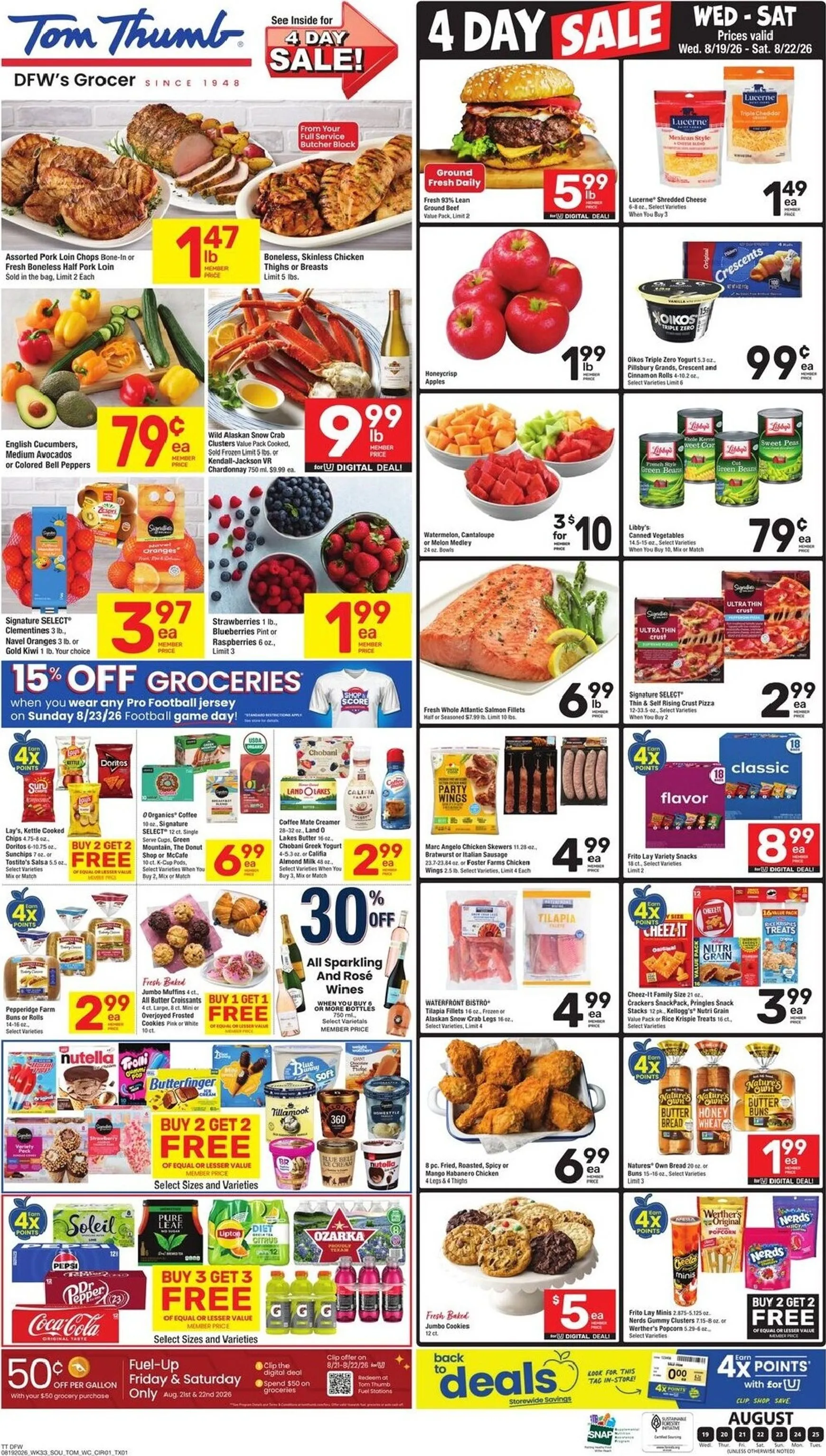 Weekly promotion Future Tom Thumb flyer valid from Wednesday 08/19/2026 to Tuesday 08/25/2026 spanning from August 19 to August 22 2026 - Page 1 for Catalogue 365