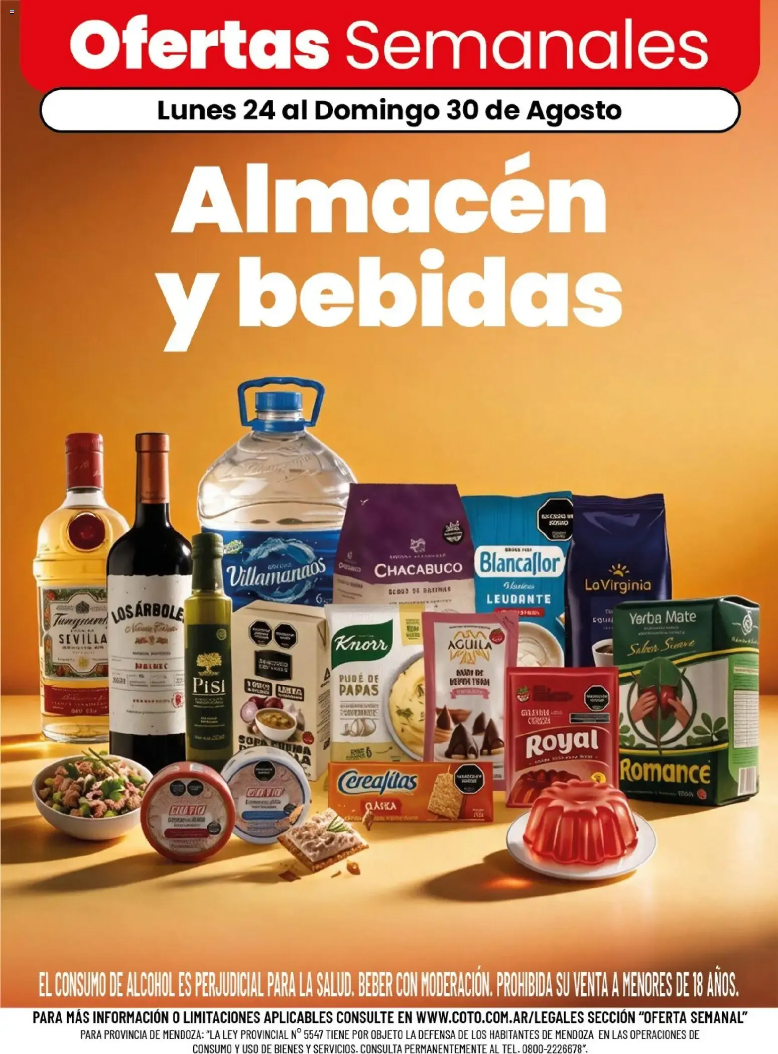Ofertas de Ofertas Semanales Almacén y bebidas 24 de agosto al 30 de agosto 2026 - Página 1 del catálogo