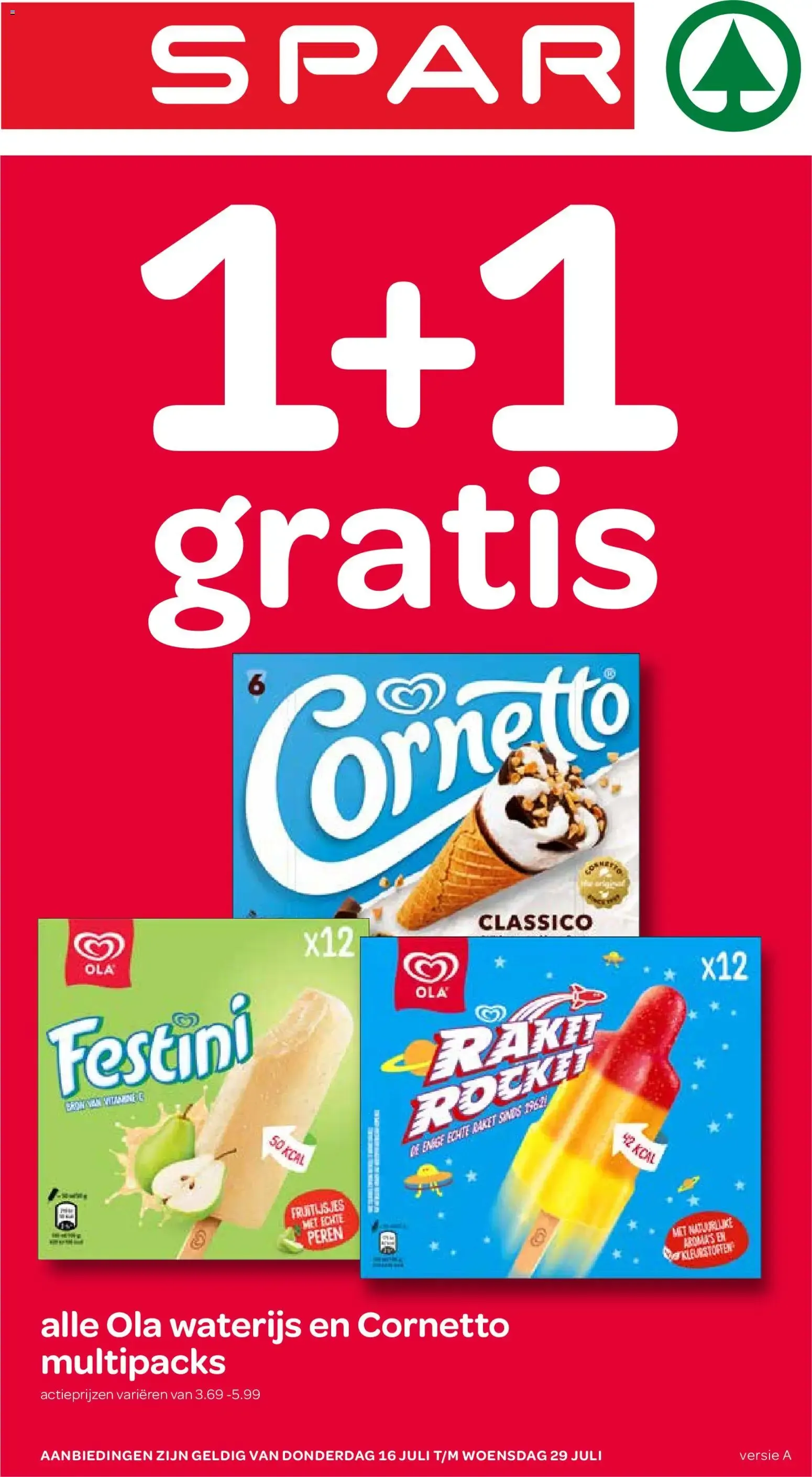 SPAR 1+1 gratis en multipacks de helados Ola y Cornetto