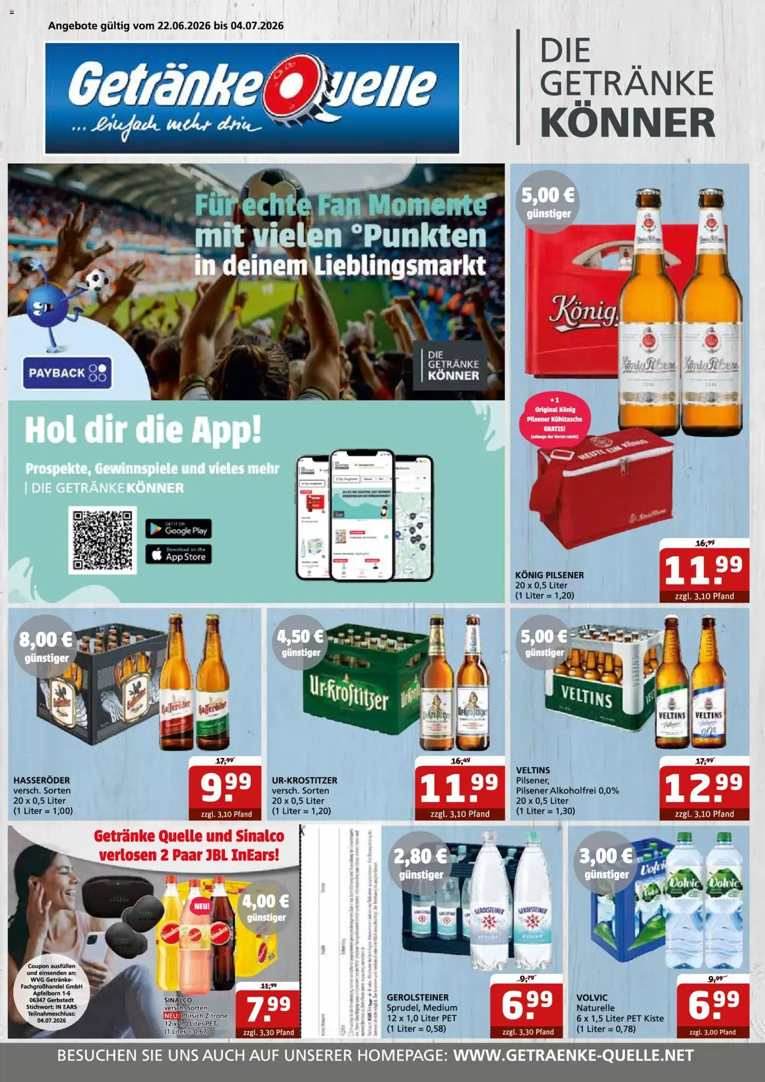 Getränke Quelle Prospekt vom 22.06.2026 – Angebote online von 22. Juni bis 4. Juli 2026 - Prospekt seite 1