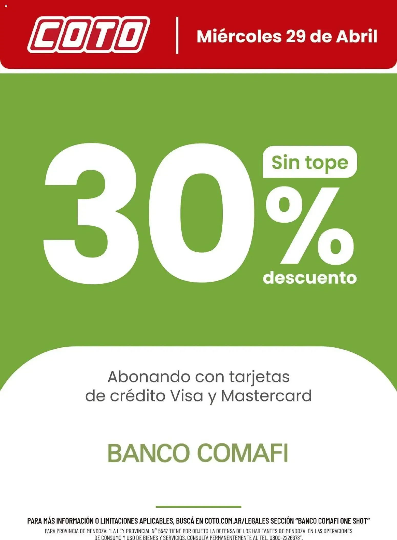 Ofertas de Coto - Comafi One Shot Abril || del 29/04/2026 - 29/04/2027 || Descuentos 29 de abril al 29 de abril 2027 - Página 1 del catálogo