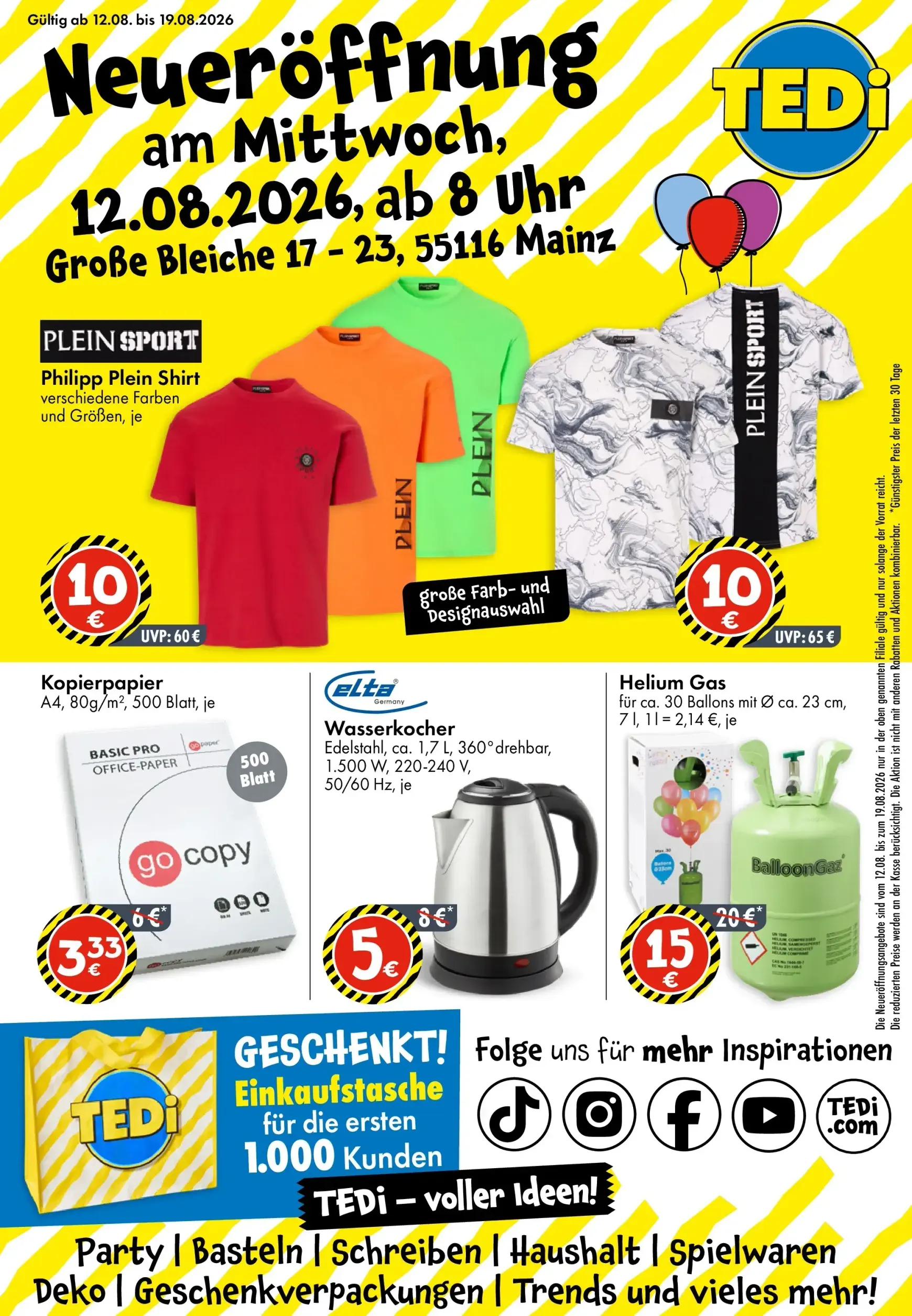 TEDi - Neueröffnung in Mainz Prospekt nächste Woche – von Mittwoch 12.08.2026 bis Mittwoch 19.08.2026 von 12. August bis 19. August 2026 - Prospekt seite 1