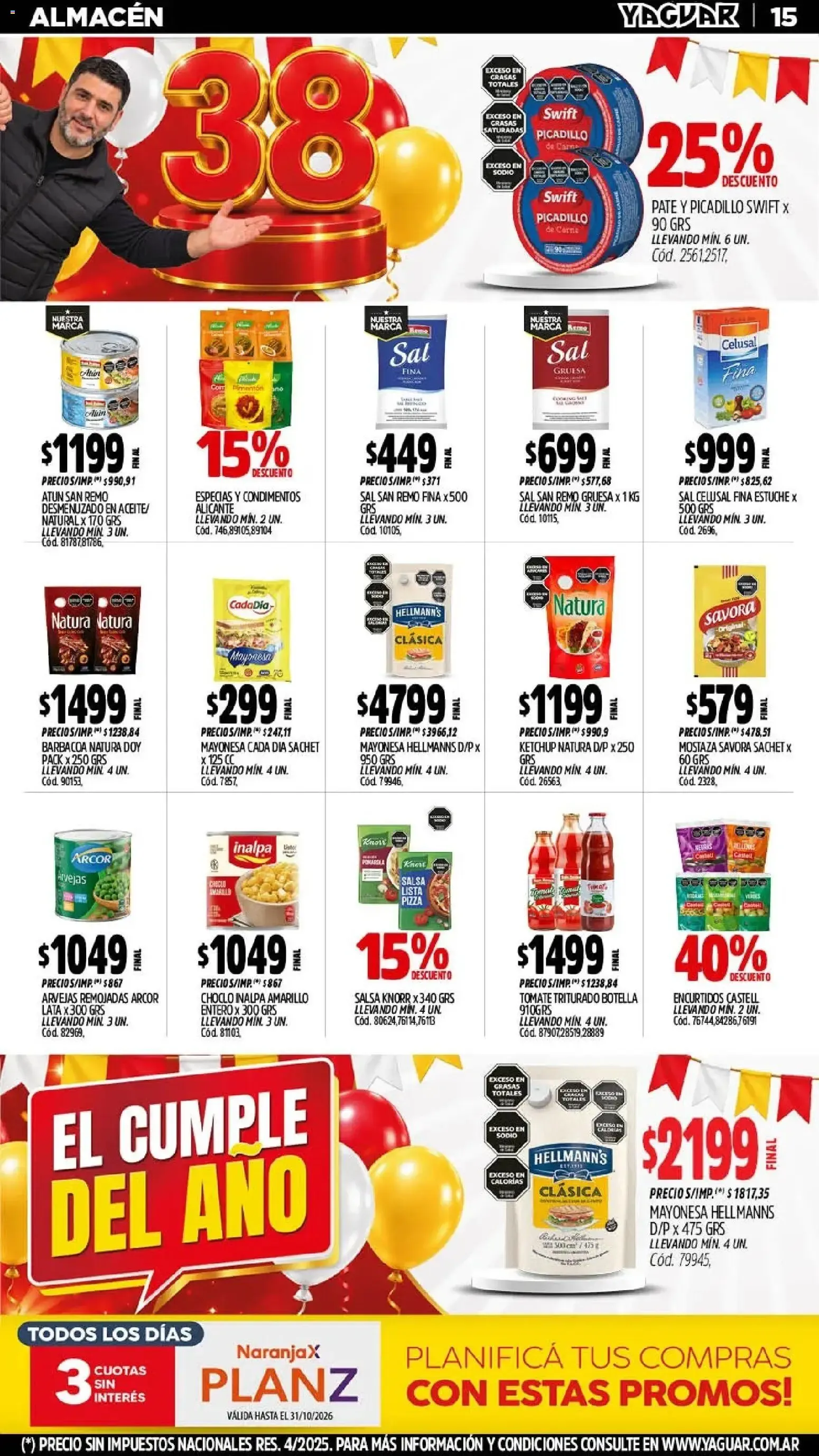 Ofertas de El Cumple del Año 38 Mayorista Yaguar 5 de octubre al 11 de octubre 2026 - Página 13 del catálogo