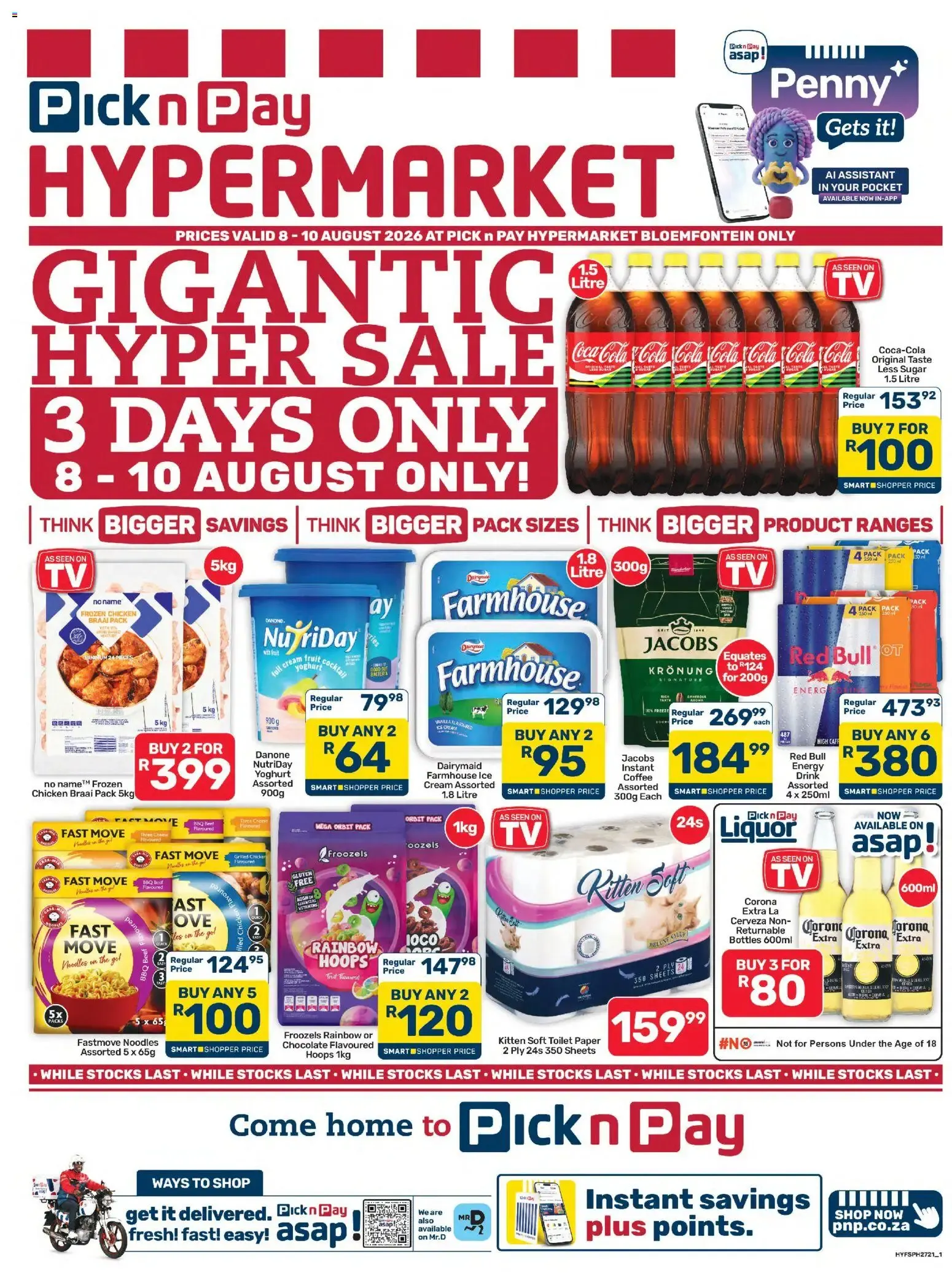 Pick n Pay Free State - Hypermarket Gigantic Sale Specials (08/08/2026 - 10/08/2026) Online from 8 August to 10 August 2026 - Catalogue Page 1