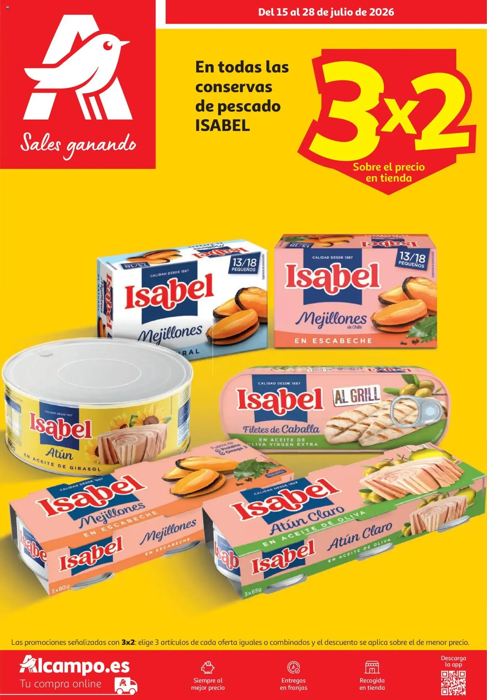 Catálogo de Alcampo: Oferta 3x2 en Conservas Isabel 15 de julio al 28 de julio 2026 - Página 1