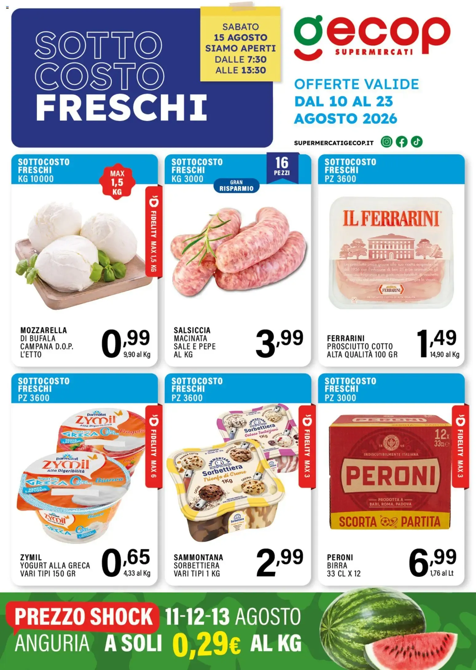 GECOP SUPERMERCATI - SOTTO COSTO FRESCHI da 10 agosto a 23 agosto di 2026 - Pagina del volantino 1