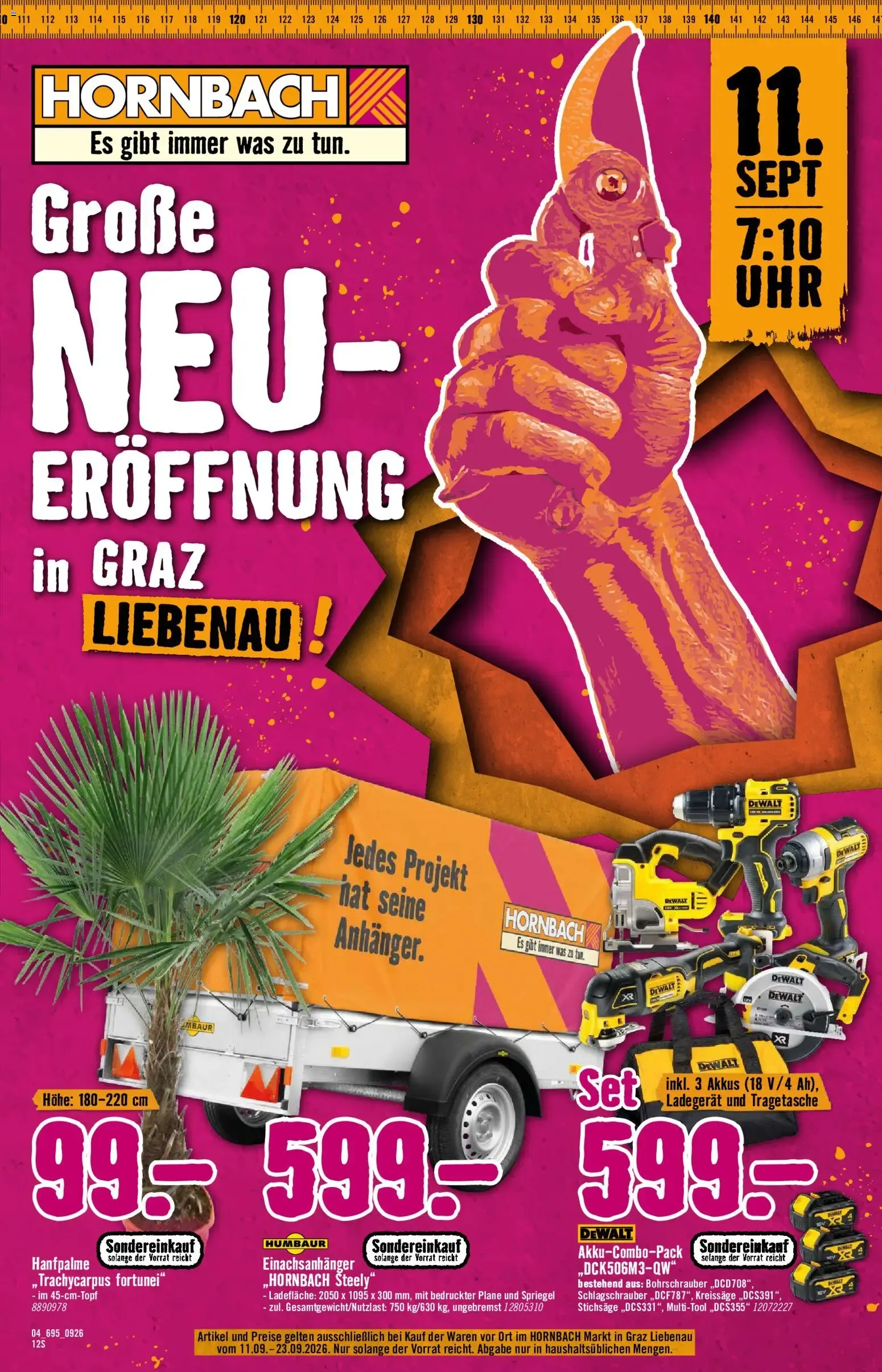 Hornbach Große Neueröffnung Graz Liebenau von 11. September bis 23. September 2026 - Flugblätt seite  1