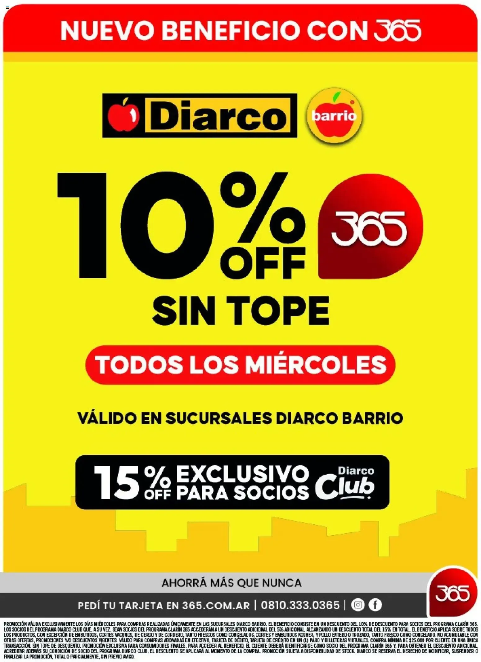 Ofertas de Diarco Barrio - Nuevo Beneficio 365: 10% OFF sin tope todos los miércoles + 15% exclusivo Diarco Club 26 de agosto al 31 de agosto 2026 - Página 1 del catálogo
