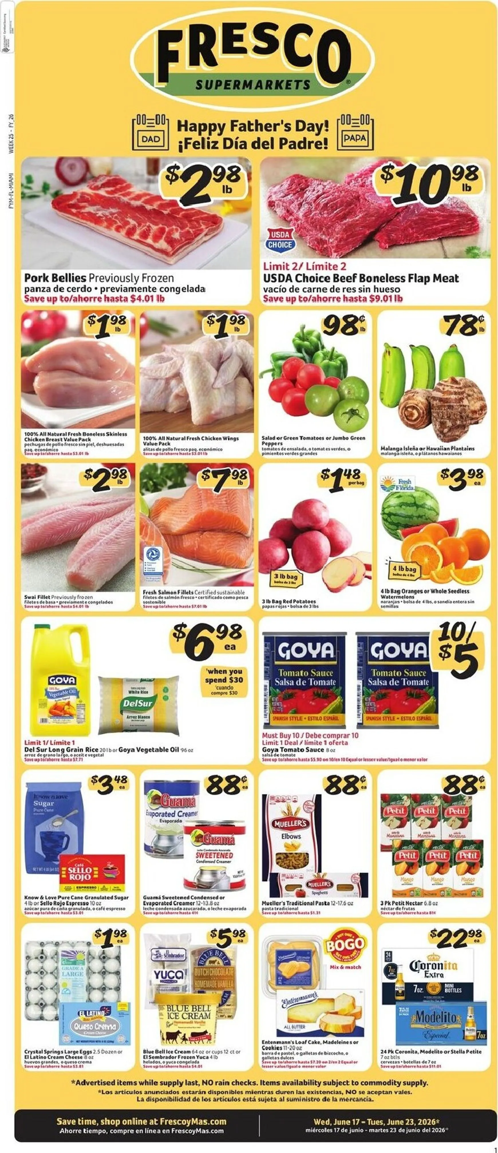 Weekly ad Current Fresco y Más leaflet valid from Wednesday 06/17/2026 to Tuesday 06/23/2026 from June 17 to June 23 2026 - Page 1