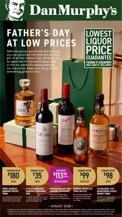 Dan Murphy's Father's Day at Low Prices - Catalogue valid from 20 August to 9 September 2026 - page 1