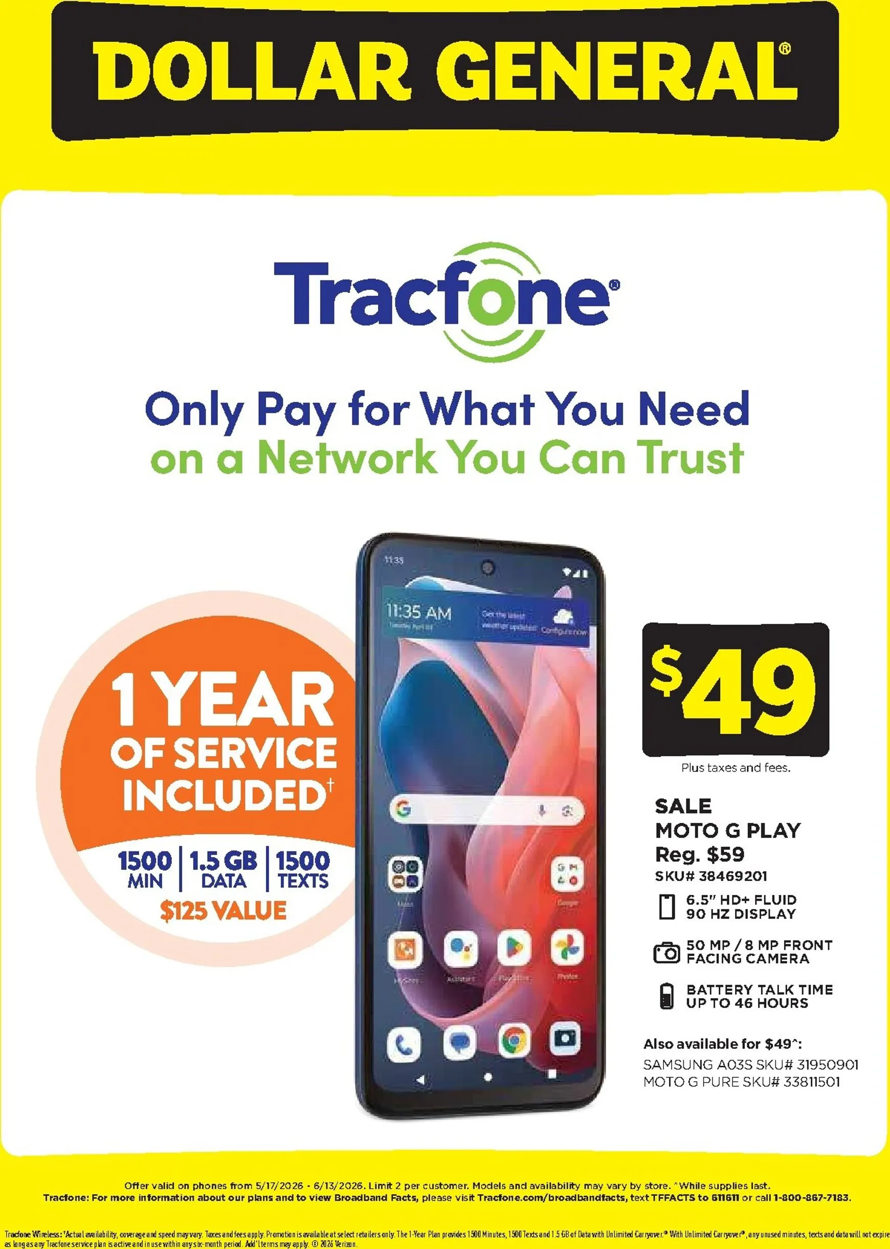 Weekly ad Current Dollar General - Wireless Deals leaflet valid from Sunday 05/17/2026 to Saturday 06/13/2026 from May 17 to June 13 2026 - Page 1