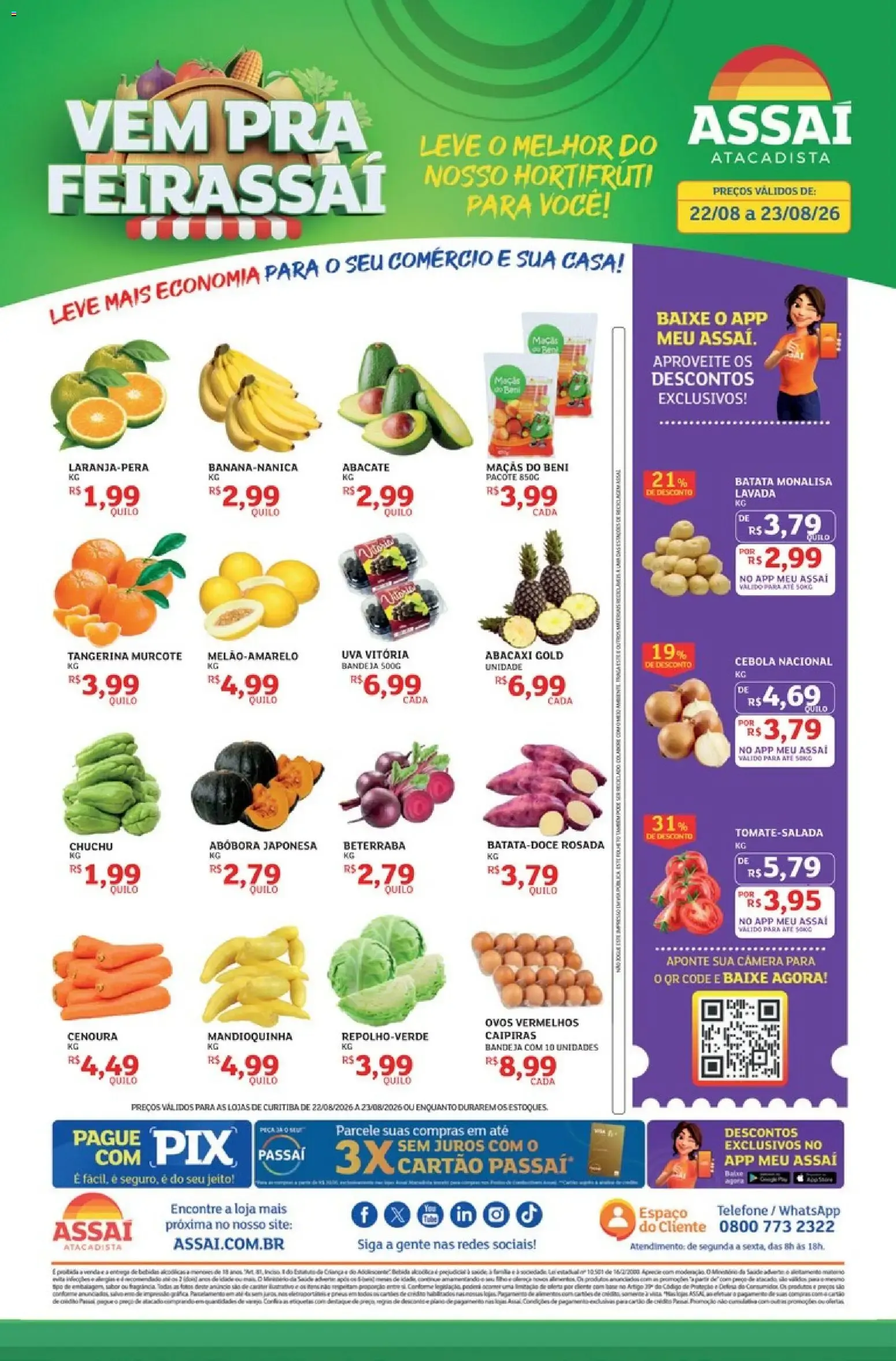 Encarte de Assaí Atacadista - Vem pra Feirassáí! Hortifrúti 22 de agosto até 23 de agosto 2026 - Pagina 1