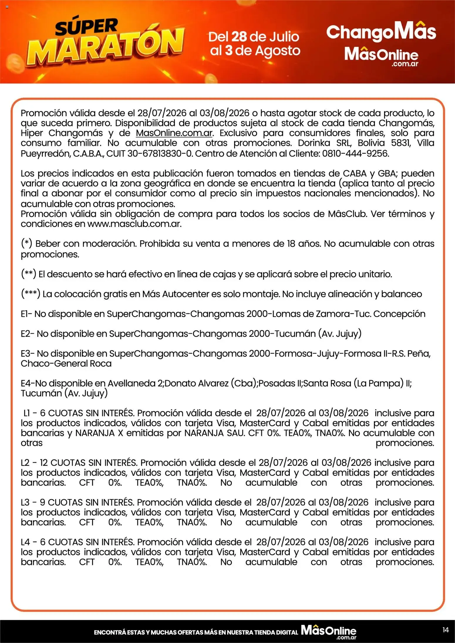 Ofertas de Changomas Súper Maratón || del 28/07/2026 - 03/08/2026 || Catálogo 28 de julio al 3 de agosto 2026 - Página 14 del catálogo