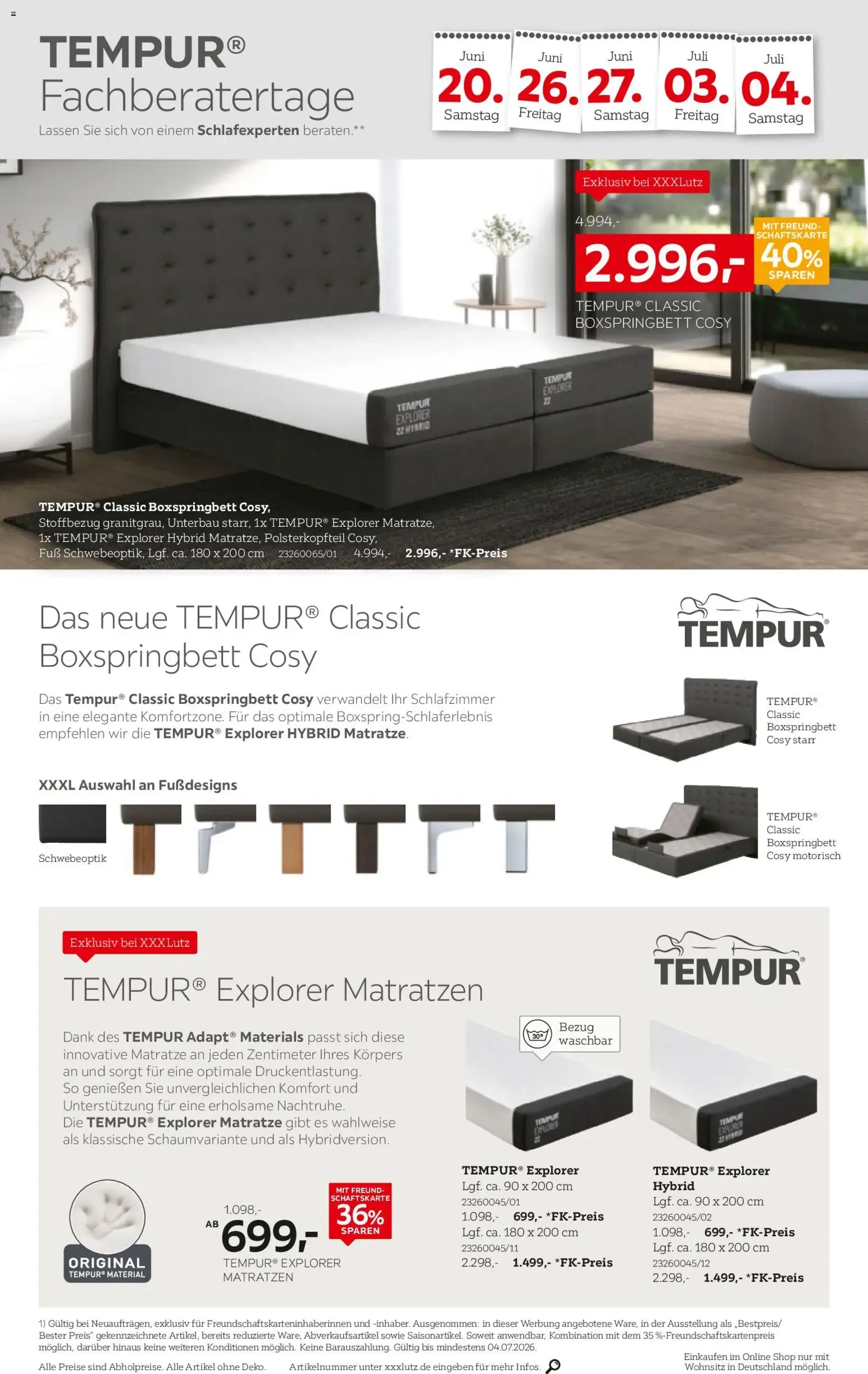 TEMPUR® Fachberatertage von 20. Juni bis 4. Juli 2026 - Prospekt seite 2