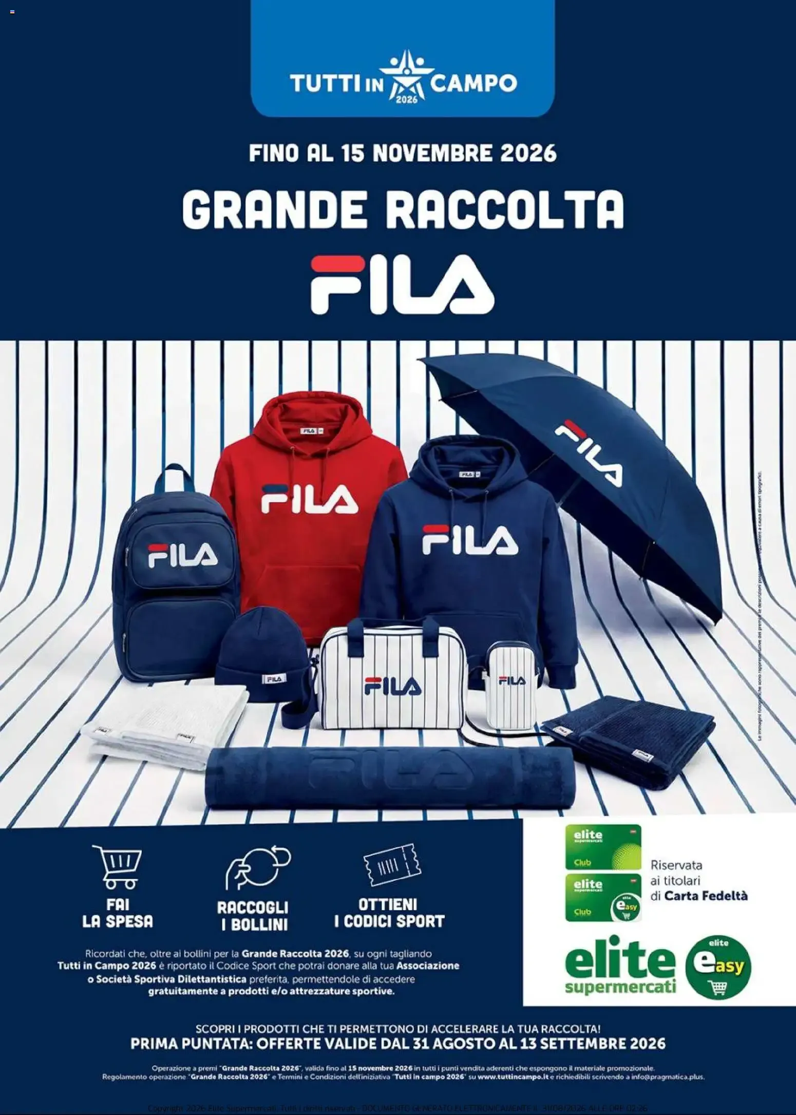 Grande Raccolta Fila - Tutti in Campo 2026 da 31 agosto a 15 novembre di 2026 - Pagina del volantino 1