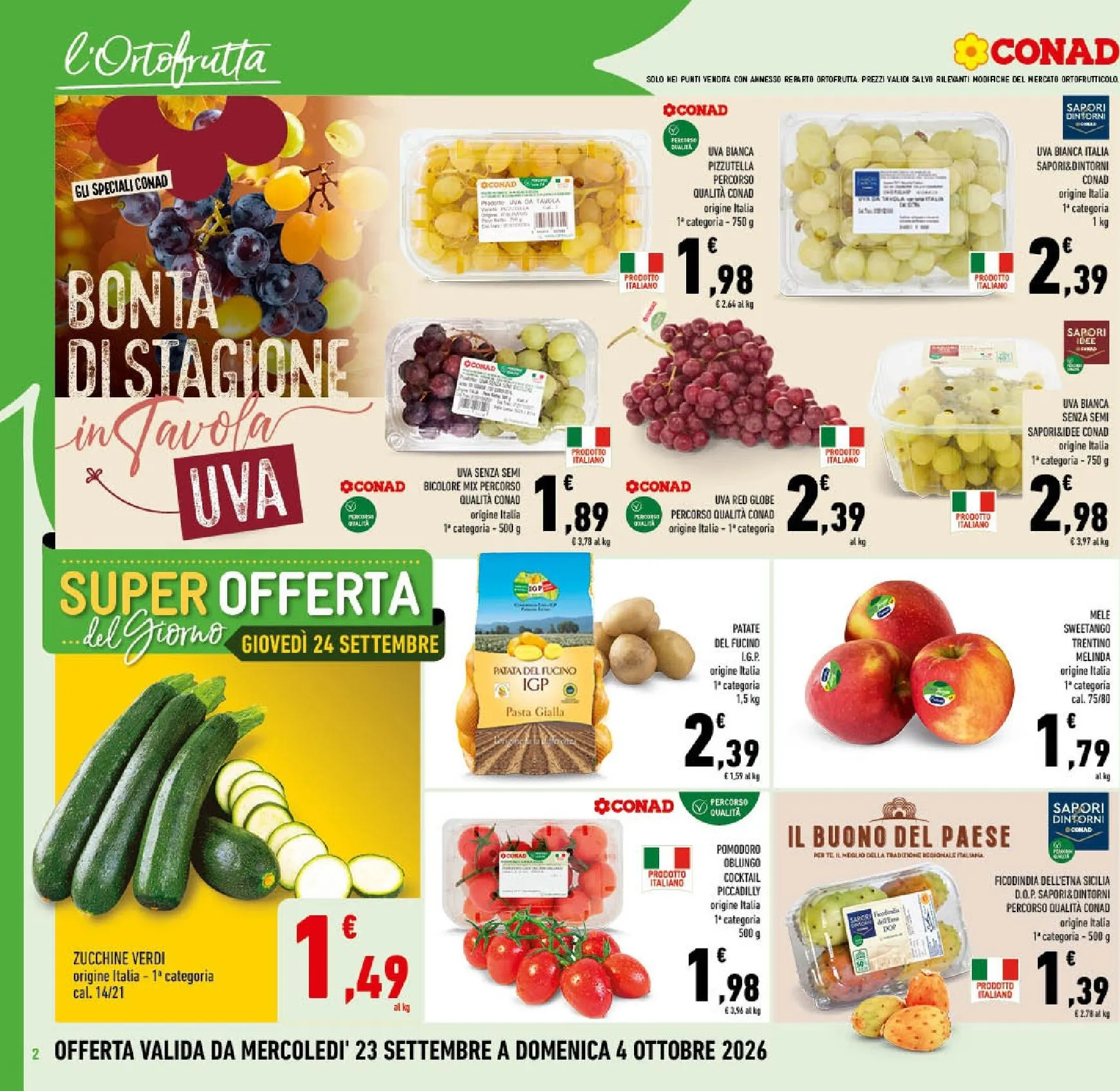 Volantino attuale di Conad valido dal mercoledì 23/09/2026 al domenica 04/10/2026 da 23 settembre a 4 ottobre di 2026 - Pagina del volantino 2