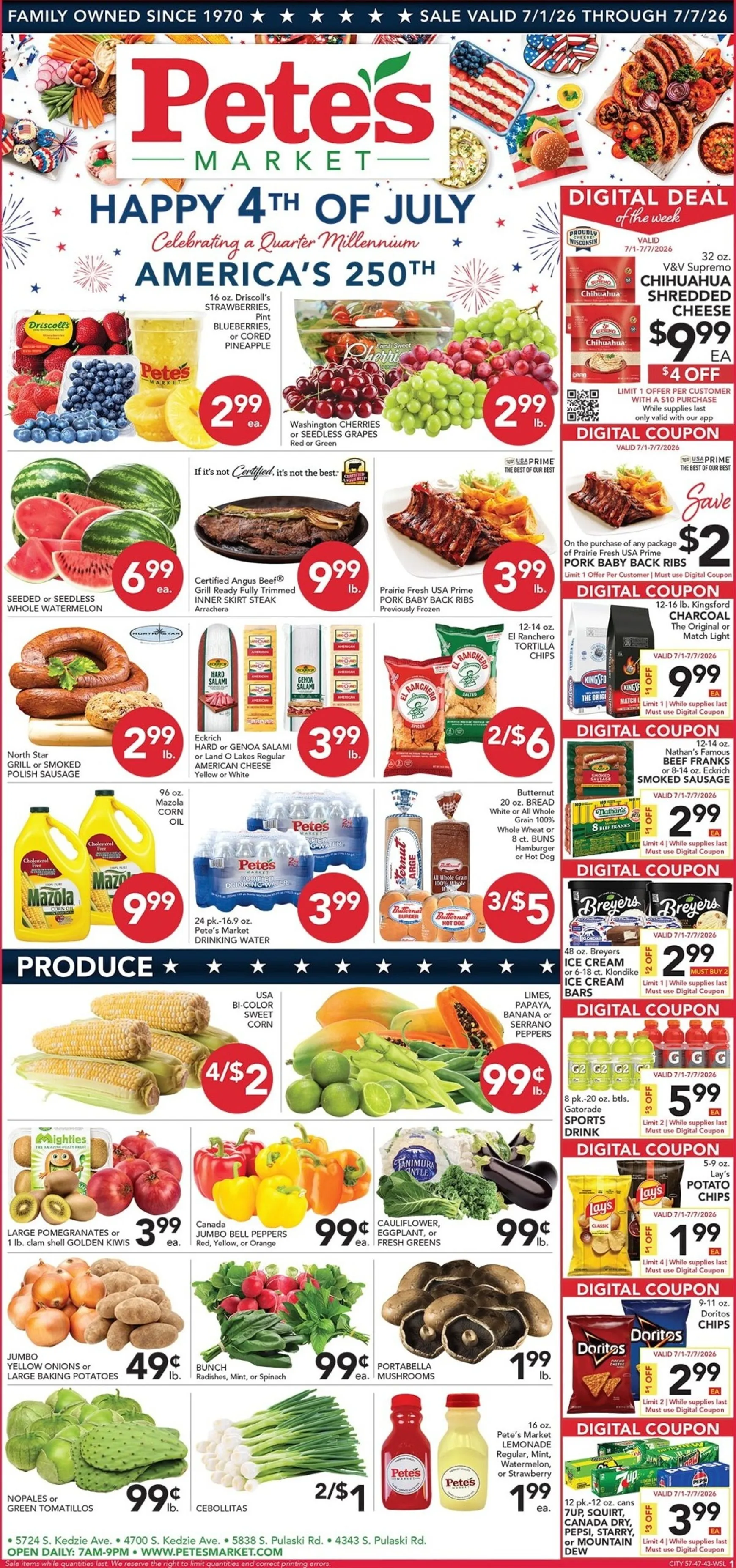 Weekly ad Pete's Market - Happy 4th of July - Celebrating America's 250th from July 1 to July 7 2026 - Page 1