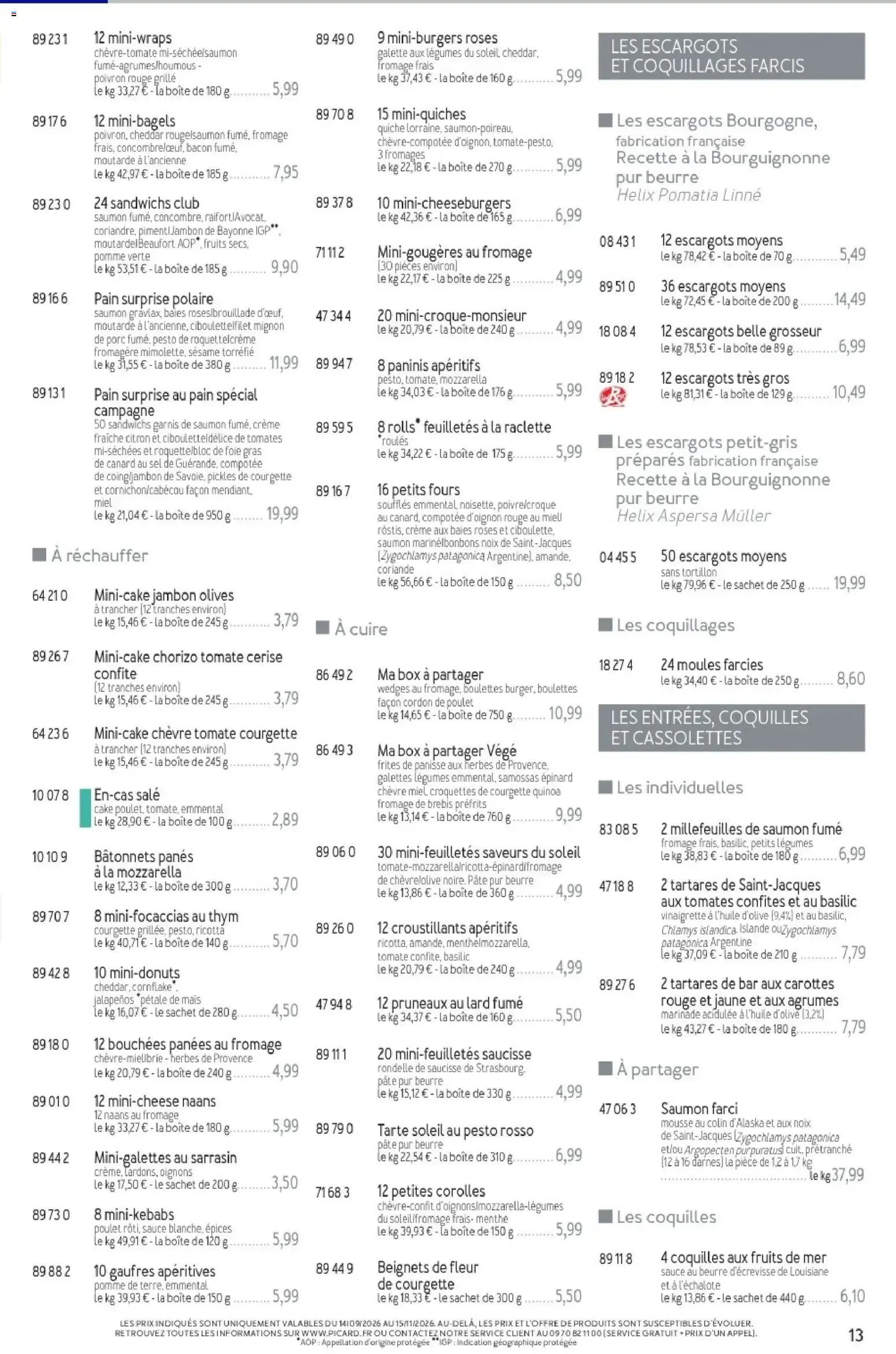 Picard - Catalogue Trimestriel à partir du 14/09/2026 - promo en ligne du 14 septembre au 15 novembre 2026 - Catalogue page 13