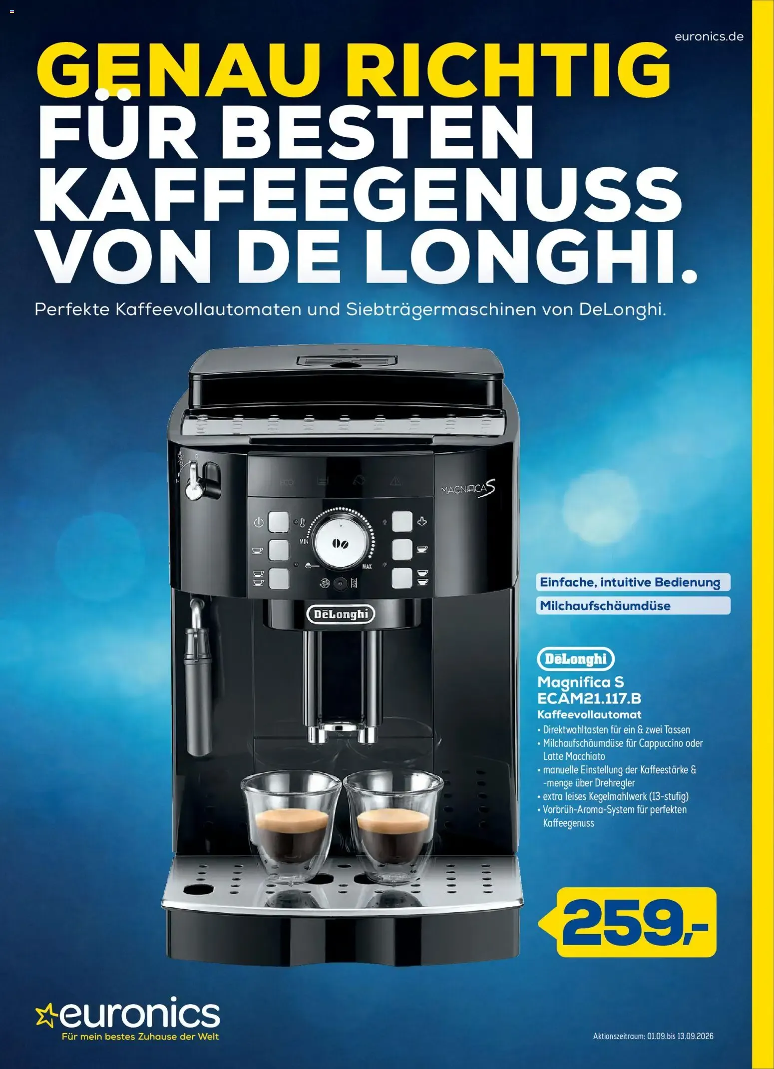 Euronics: Máquinas de Café DeLonghi von 1. September bis 13. September 2026 - Prospekt seite 1
