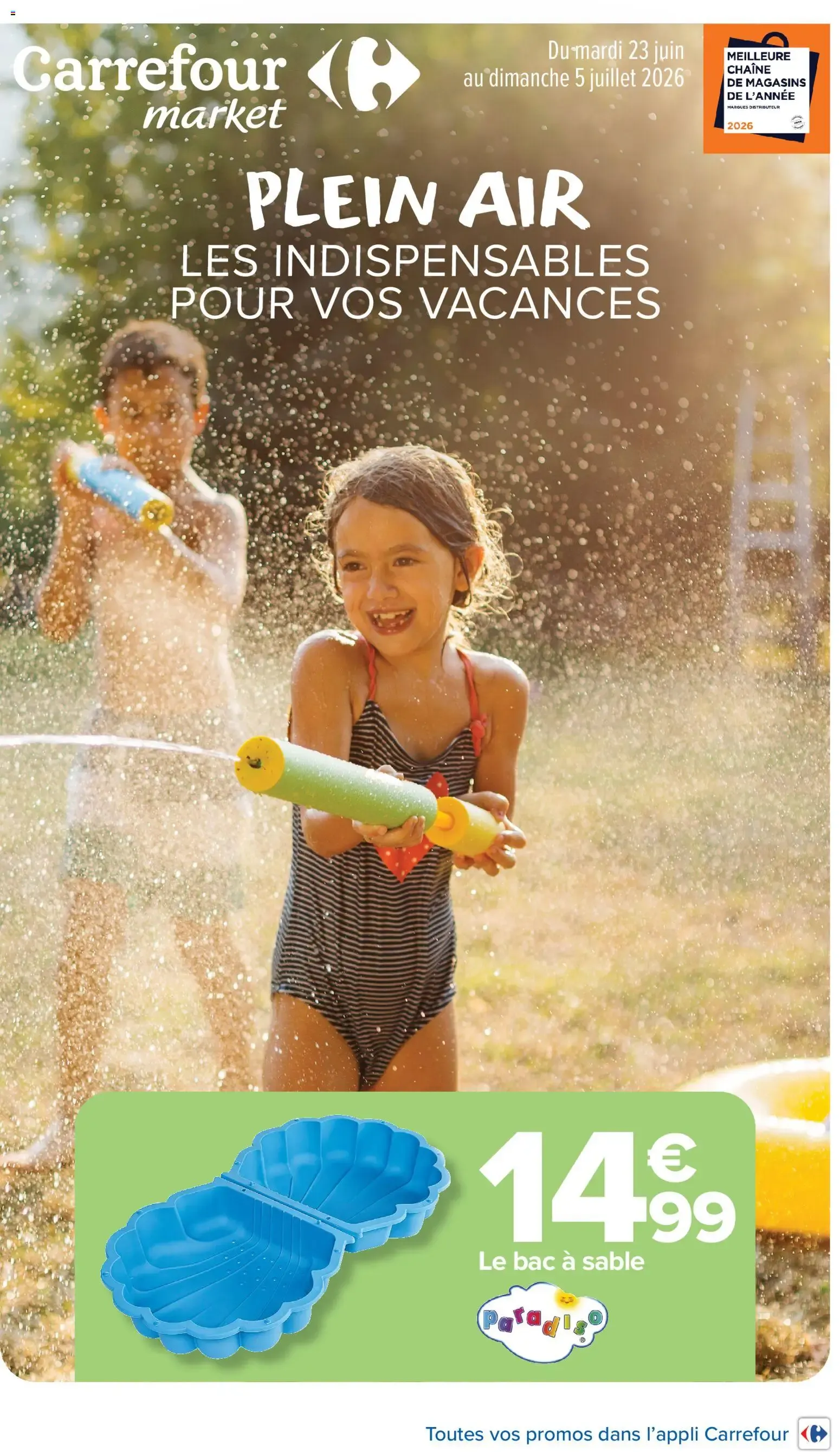 Carrefour Market Jeux, jouets plein air et vacances à partir du 23/06/2026 - promo en ligne du 23 juin au 5 juillet 2026 - Catalogue page 1