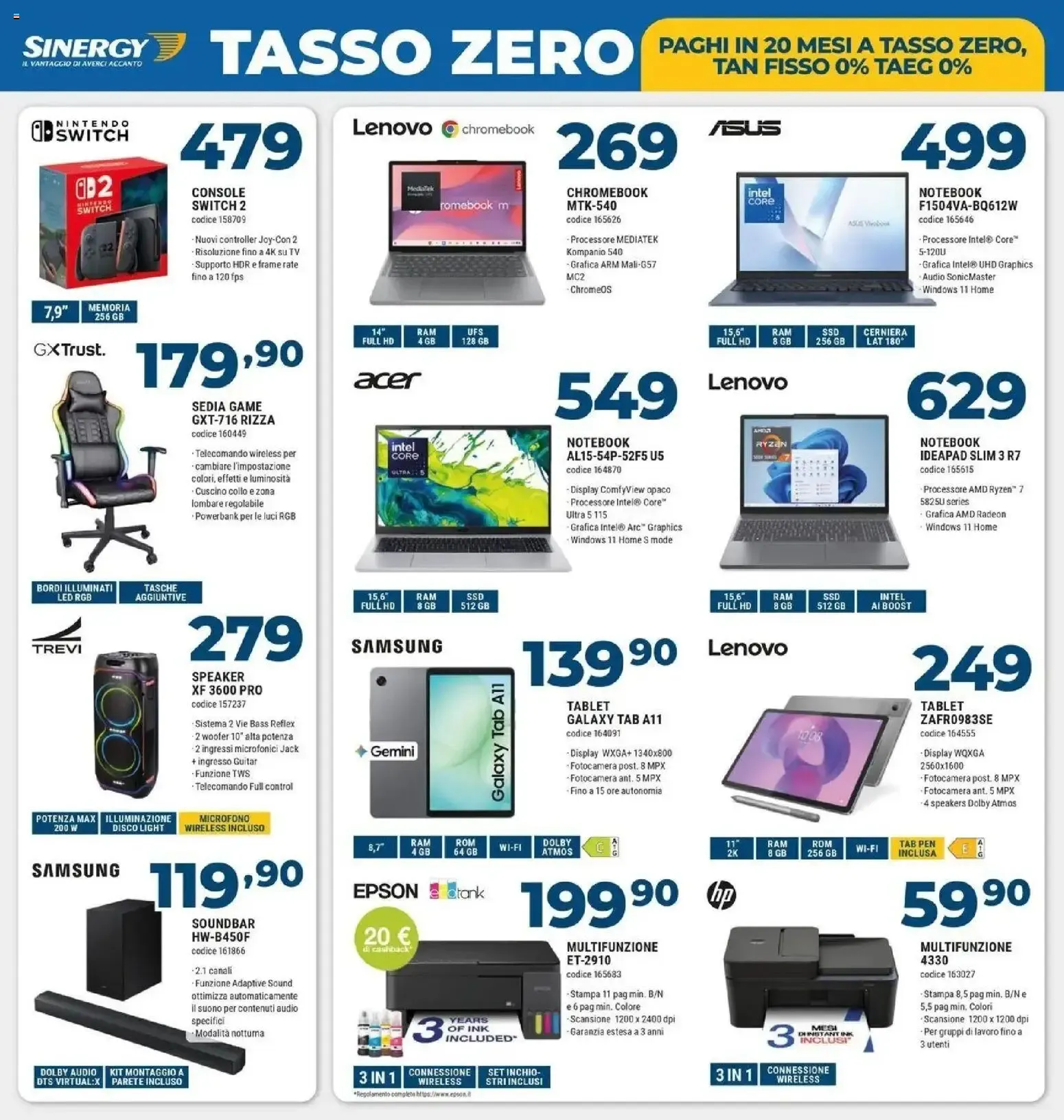 Sinergy: ALTA TECNOLOGIA, ZERO PENSIERI TASSO ZERO da 2 ottobre a 21 ottobre di 2026 - Pagina del volantino 11
