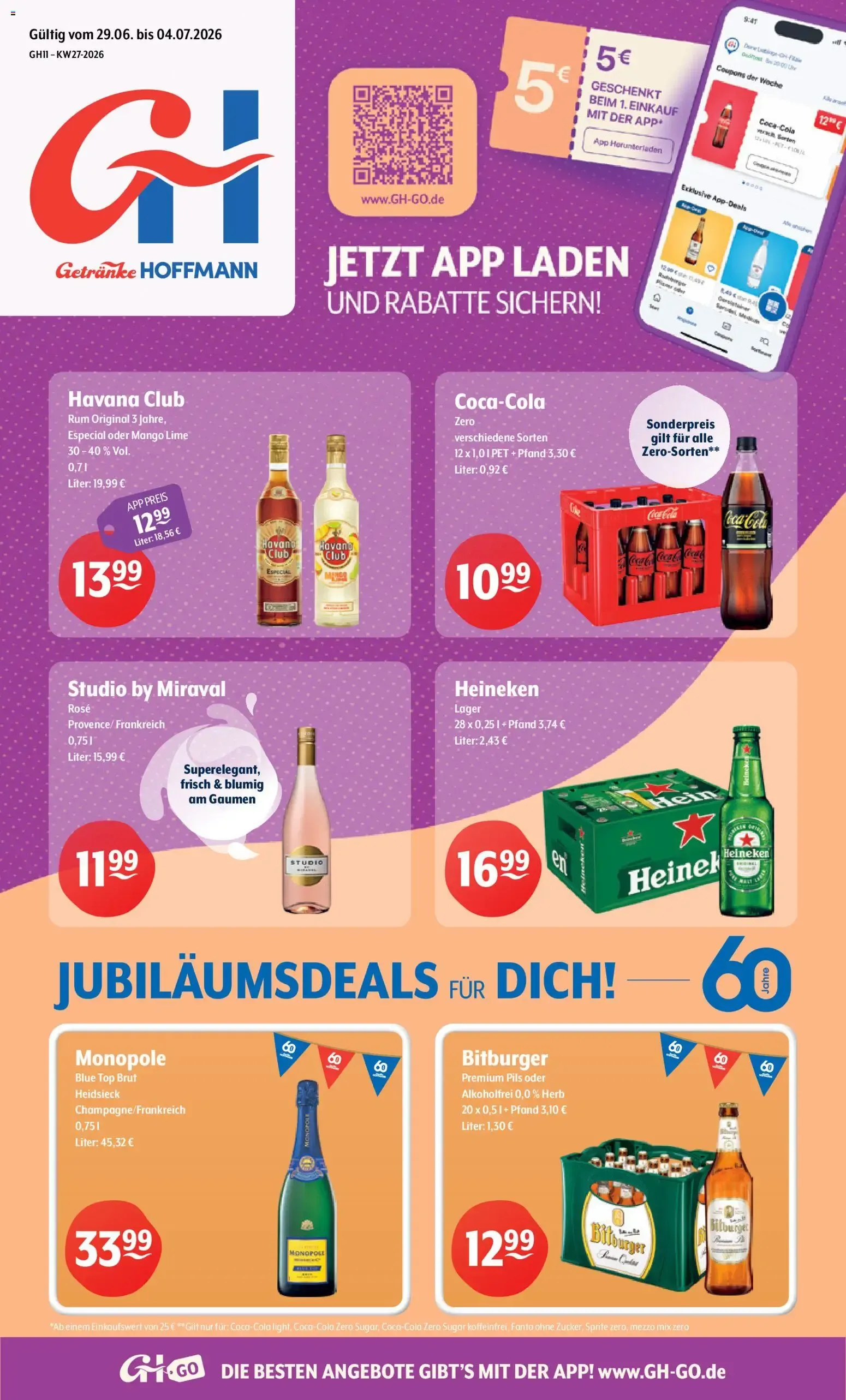 Getränke Hoffmann Prospekt (ab 29.06.2026) zum Blättern von 29. Juni bis 4. Juli 2026 - Prospekt seite 1
