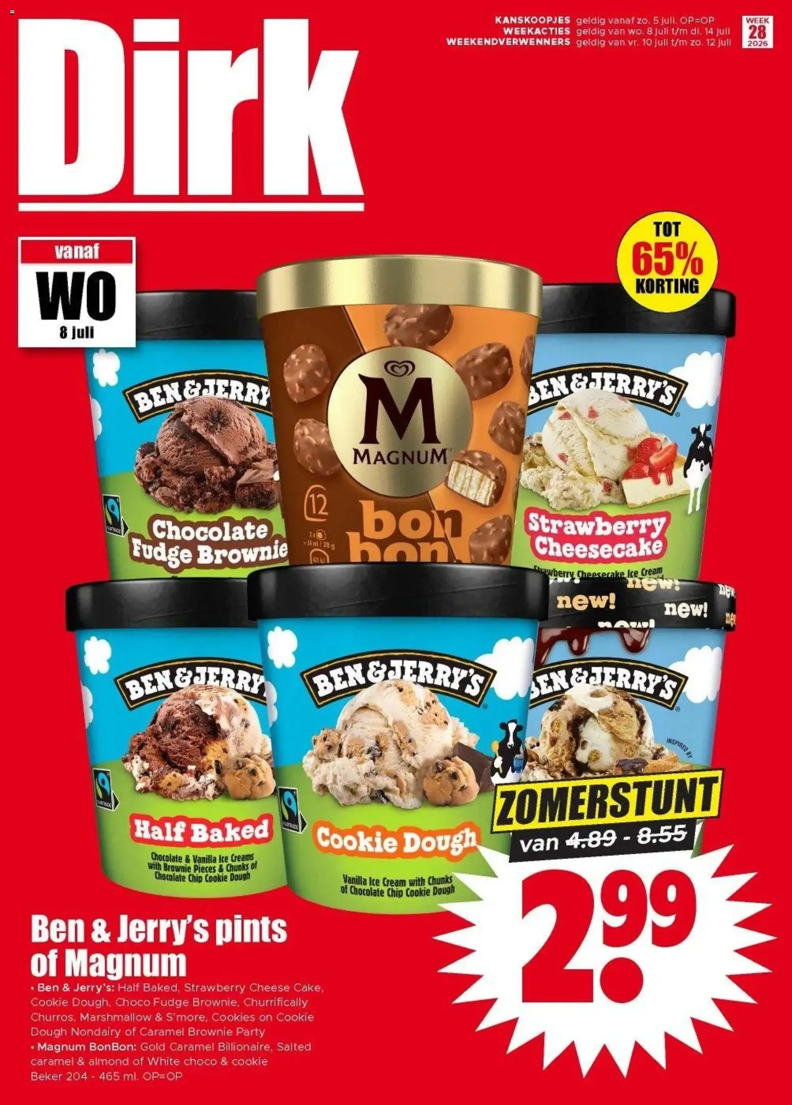 Dirk: Zomerstunt en aanbiedingen Ben & Jerry's & Magnum