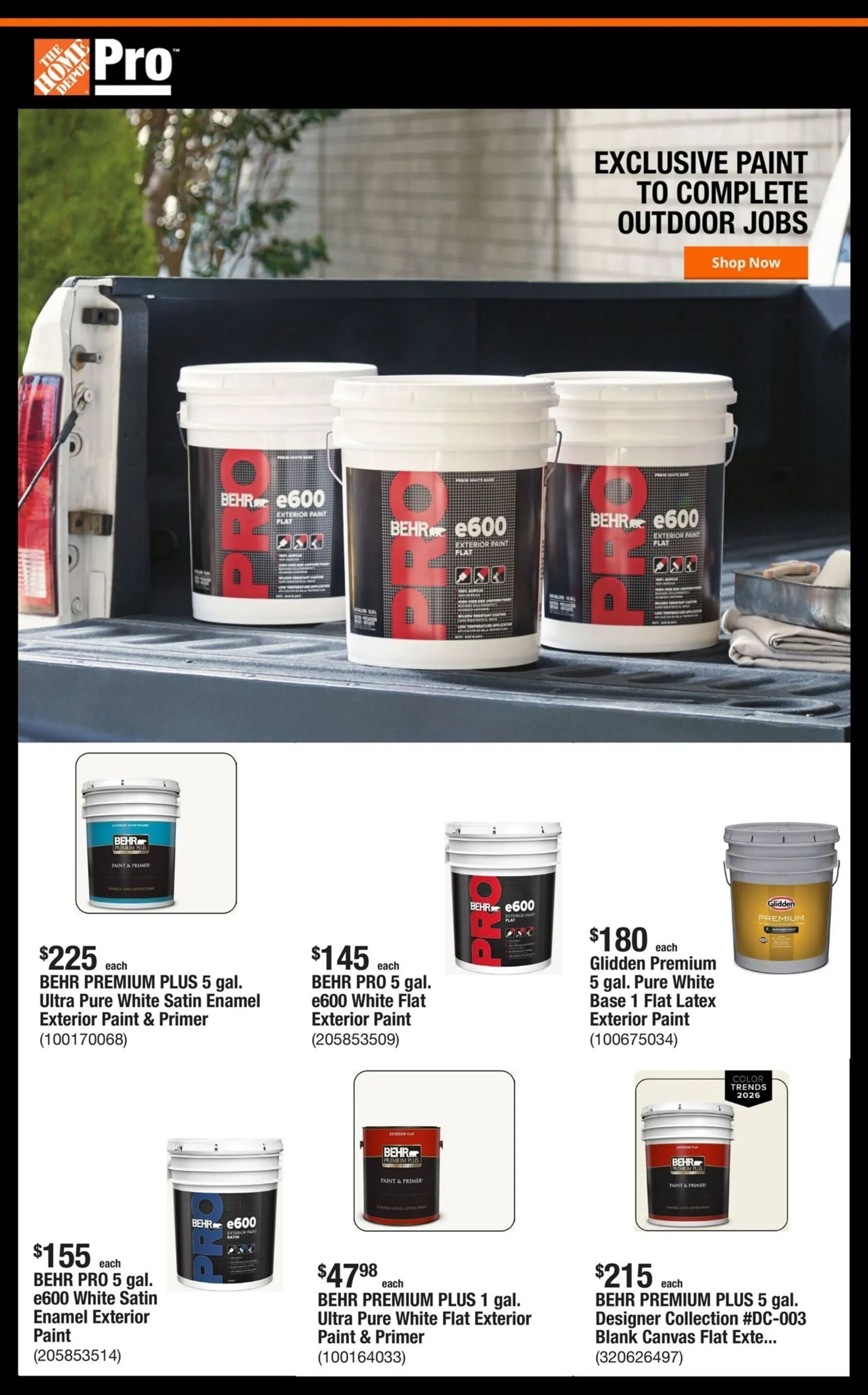 Weekly ad Exclusive Paint for Outdoor Jobs from The Home Depot Pro from July 20 to July 27 2026 - Page 1