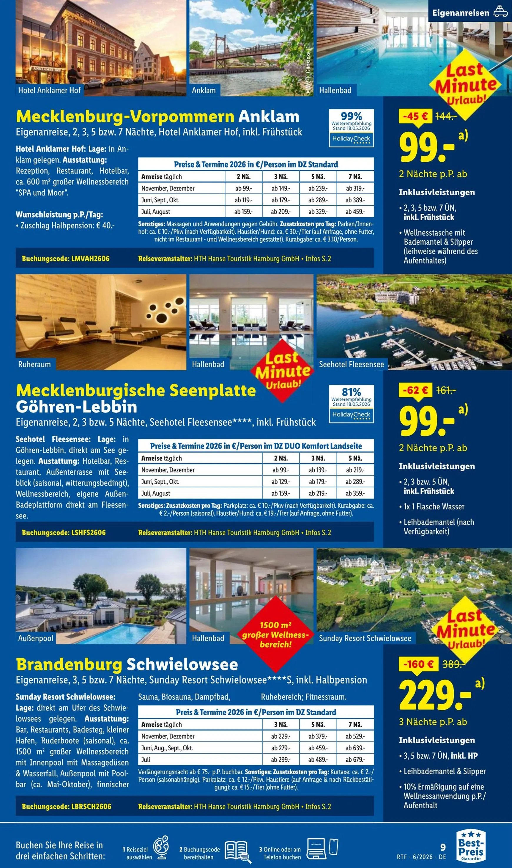 Lidl - Reise Highlights Prospekt – von Donnerstag 11.06.2026 bis Mittwoch 15.07.2026 von 13. Juni bis 15. Juli 2026 - Prospekt seite 9