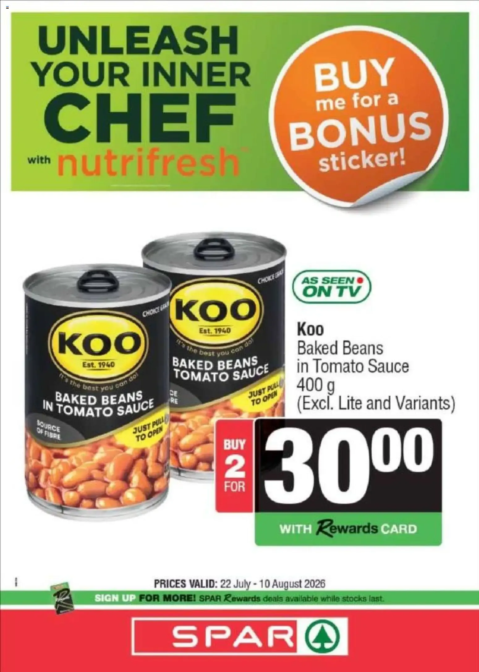 Spar Specials (22/07/2026 - 10/08/2026) Online from 22 July to 10 August 2026 - Catalogue Page 1