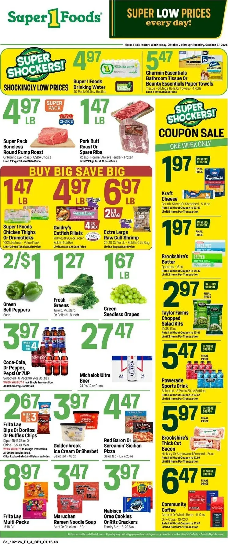 Weekly ad Current Super 1 Foods leaflet valid from Wednesday 10/21/2026 to Tuesday 10/27/2026 from October 21 to October 27 2026 - Page 1