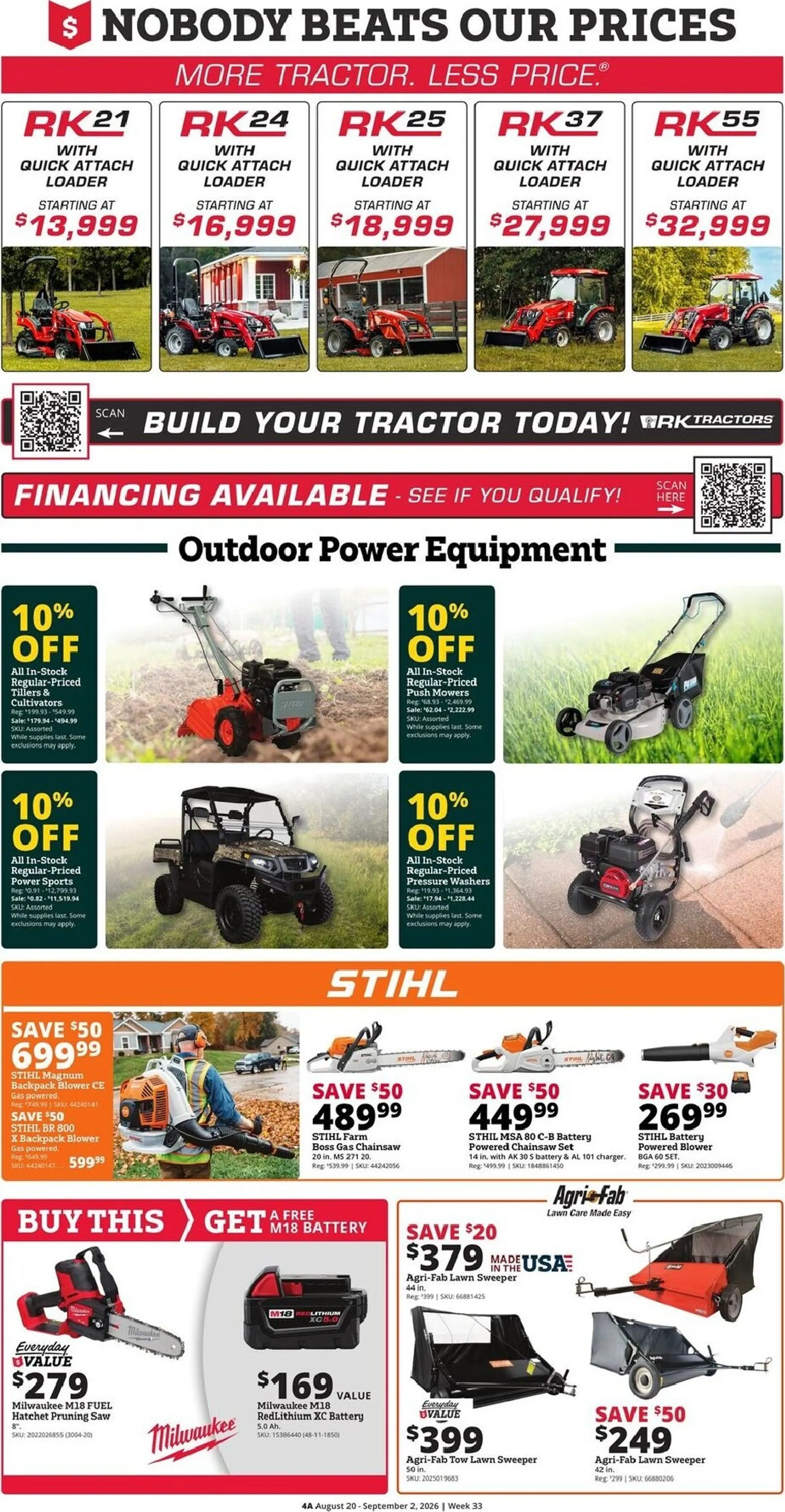 Weekly promotion Current Rural King leaflet valid from Thursday 08/20/2026 to Wednesday 09/02/2026 spanning from August 20 to September 2 2026 - Page 4 for Catalogue 365