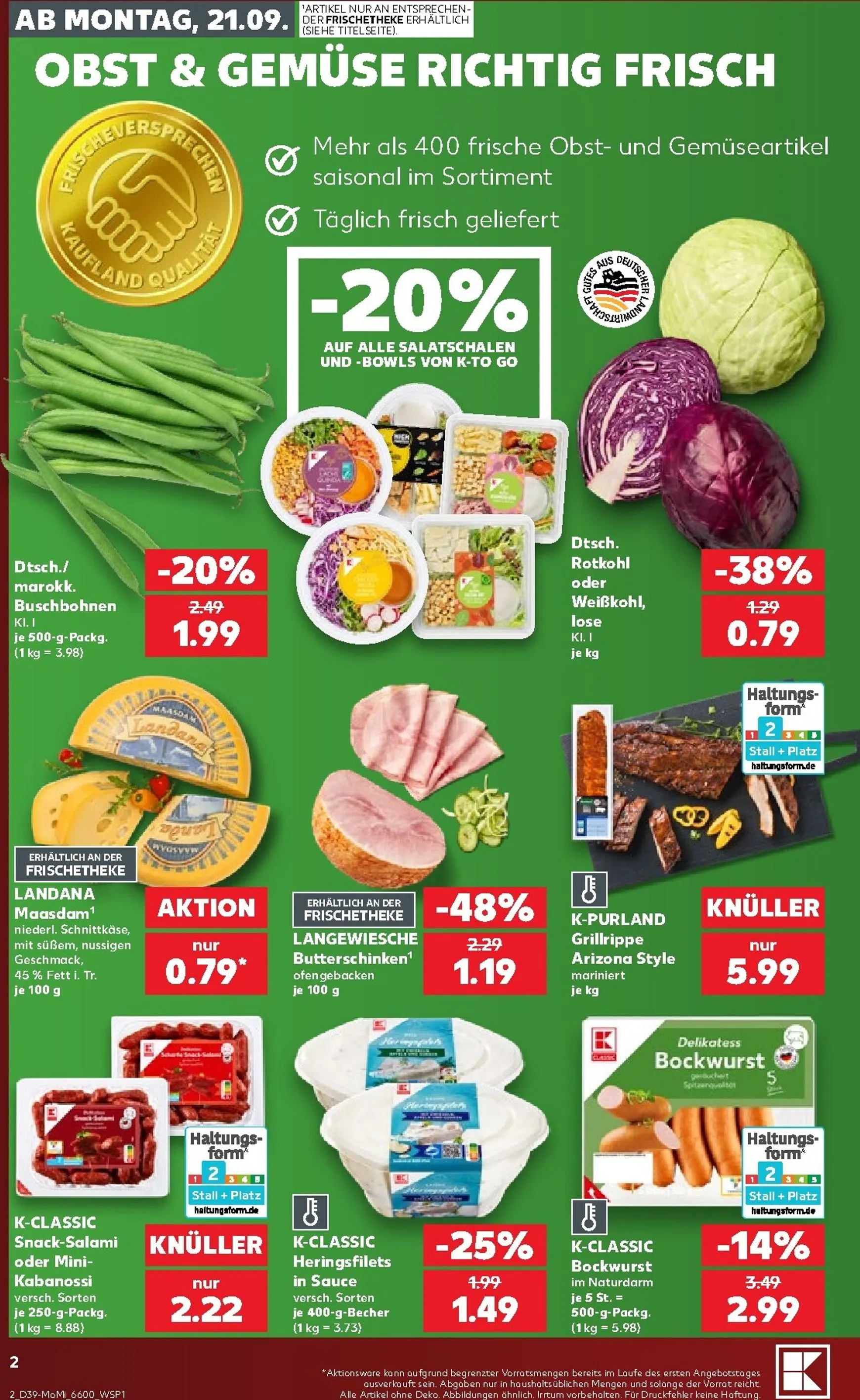 Kaufland - Richtig Sparen Prospekt nächste Woche – von Montag 21.09.2026 bis Mittwoch 23.09.2026 von 21. September bis 23. September 2026 - Prospekt seite 2