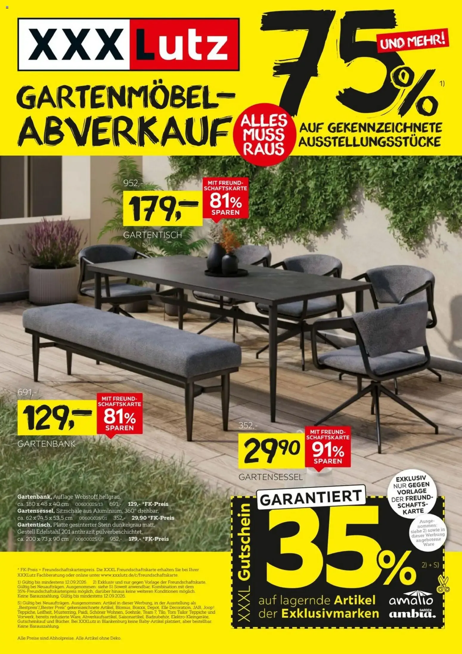 XXXLutz Gartenmöbel-Abverkauf von 29. August bis 12. September 2026 - Prospekt seite 1
