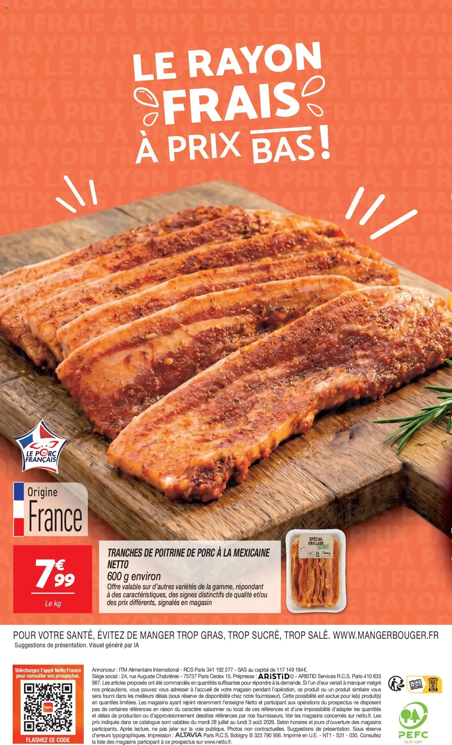 Netto - le rayon frais à prix bas à partir du 28/07/2026 - promo en ligne du 28 juillet au 3 août 2026 - Catalogue page 12