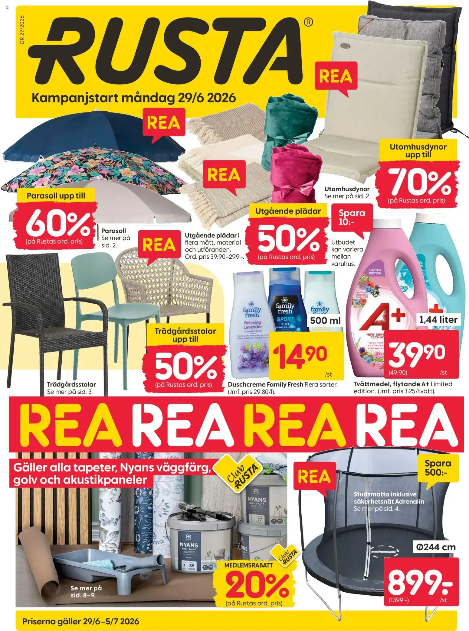 Rusta erbjudanden från 29/06/2026 - 05/07/2026 > Reklamblad nuvarande rabatter från 29 juni till 5 juli 2026 - Reklamblad sidor 1