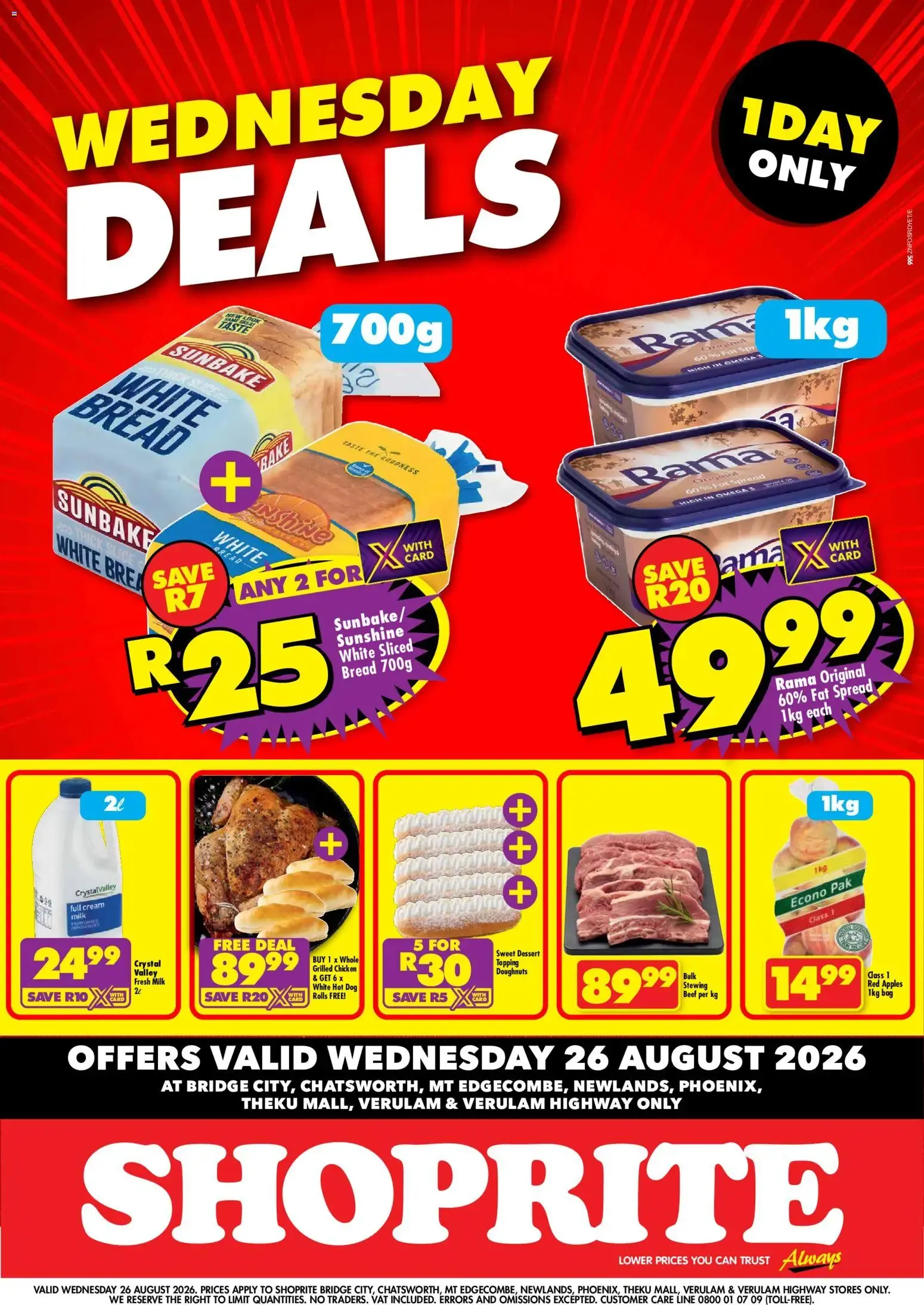 Shoprite - Wednesday Deals Exclusive (26/08/2026 - 26/08/2026) → Online Catalogue from 26 August to 26 August 2026 - Catalogue Page 1