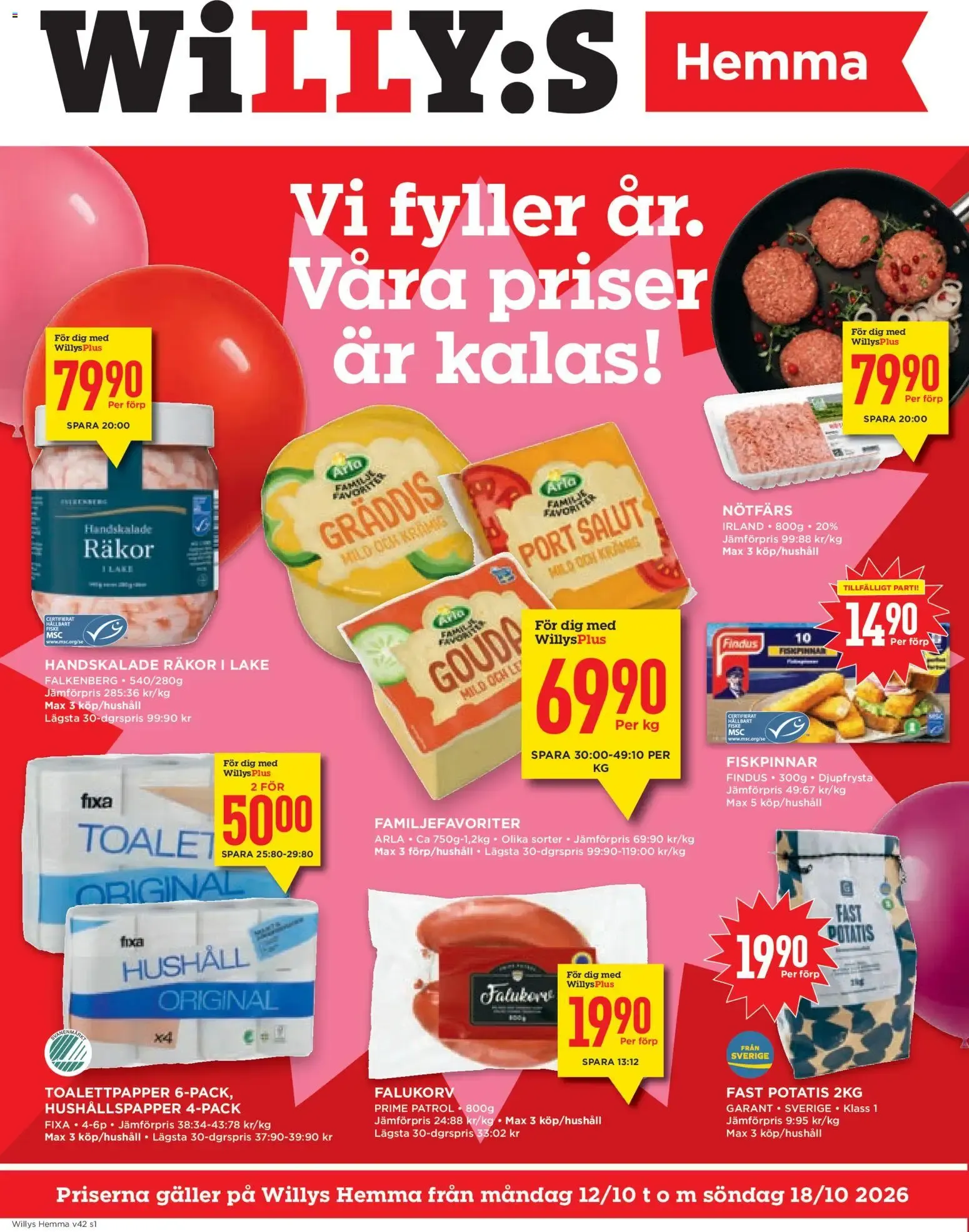 Willys Hemma: ¡Celebramos nuestro aniversario con grandes precios! från 12 oktober till 18 oktober 2026 - Reklamblad sidor 1