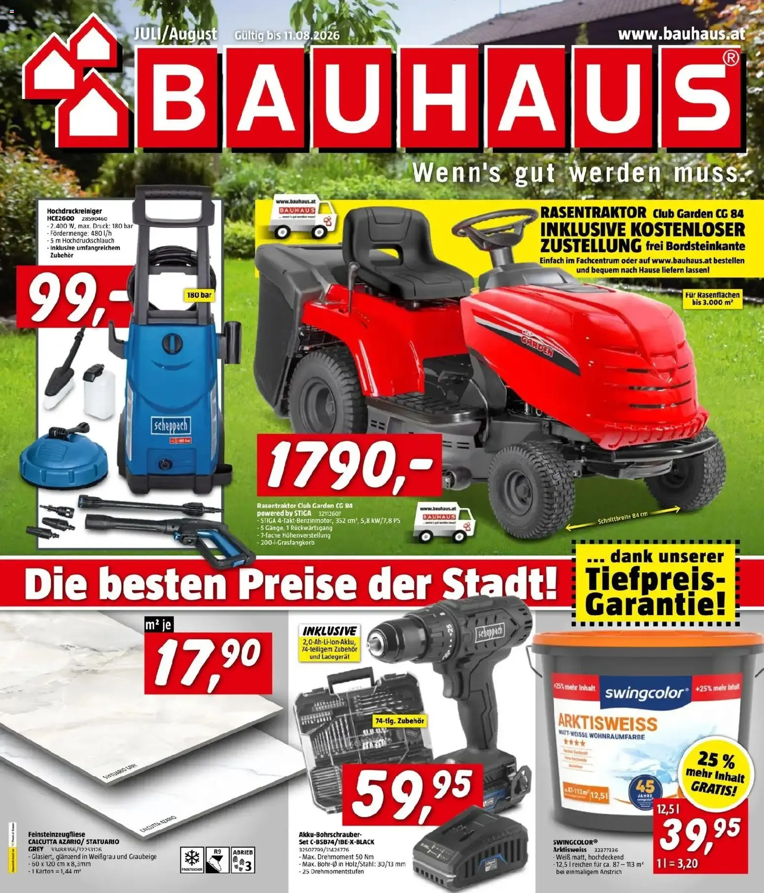 Bauhaus Pasching, Wels, Steyr von 22.07.2026 - Aktuelle Angebote von 22. Juli bis 11. August 2026 - Flugblätt seite  1