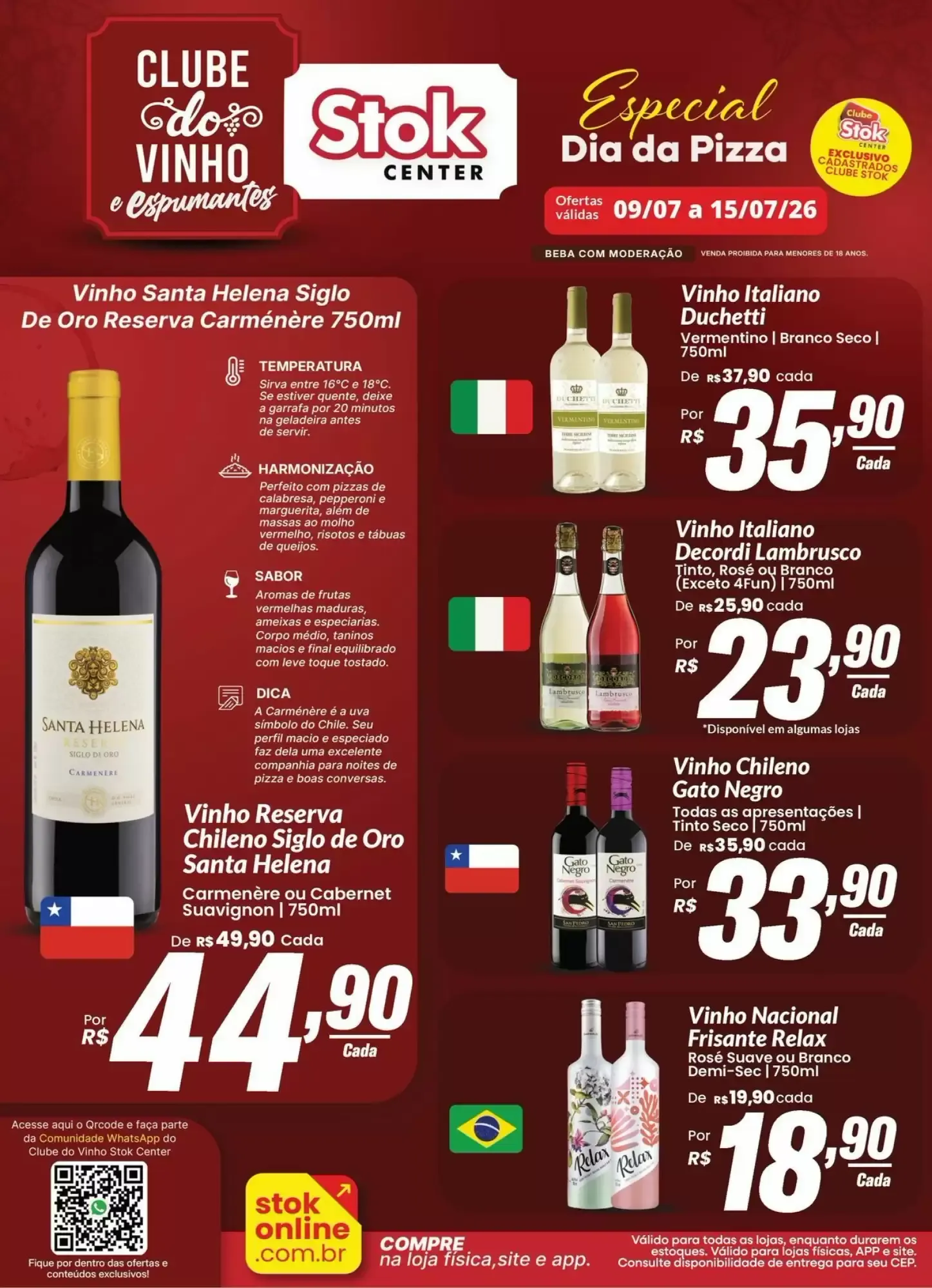 Stok Center - Clube do Vinho e Especial Dia da Pizza