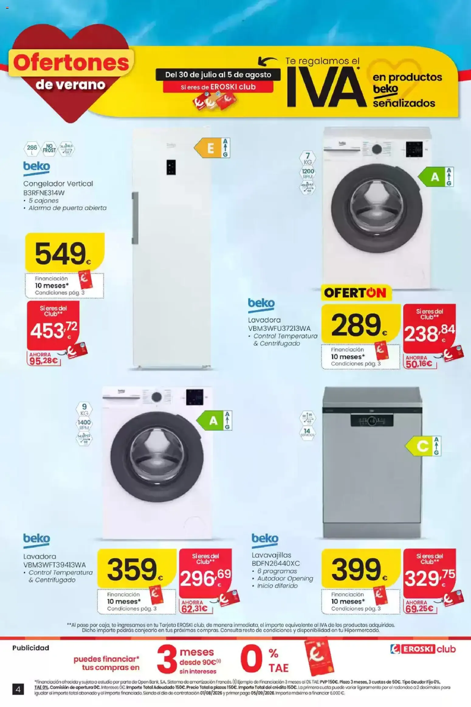 Catálogo de Eroski Ofertones de verano: Te regalamos el IVA en televisores y electrodomésticos 30 de julio al 5 de agosto 2026 - Página 4