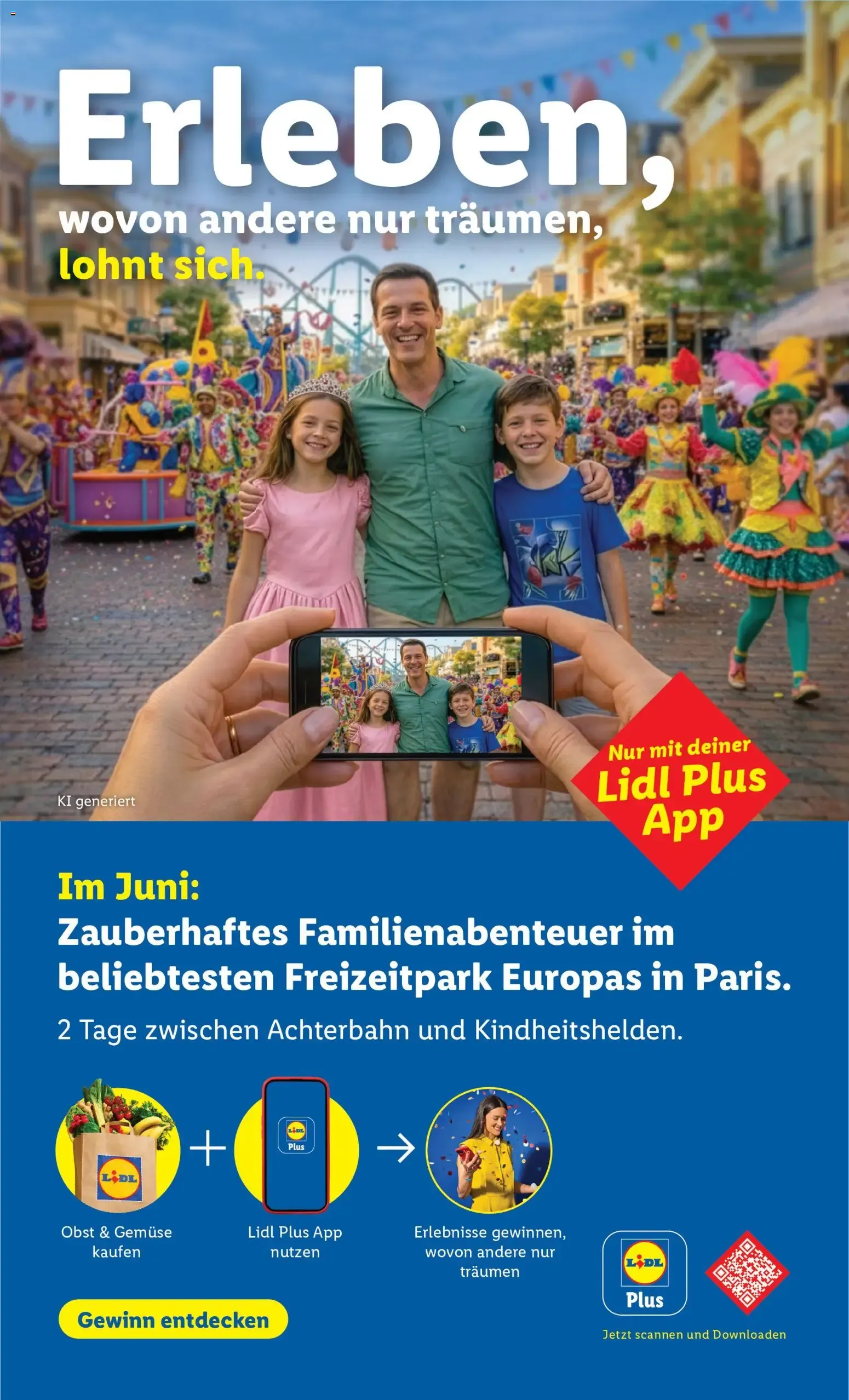 Zauberhaftes Familienabenteuer im beliebtesten Freizeitpark Europas in Paris. von 1. Juni bis 30. Juni 2026 - Flugblätt seite  1