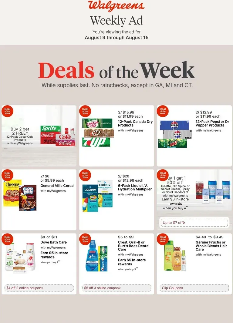 Weekly ad Walgreens Weekly Ad - Deals of the Week from August 9 to August 15 2026 - Page 1