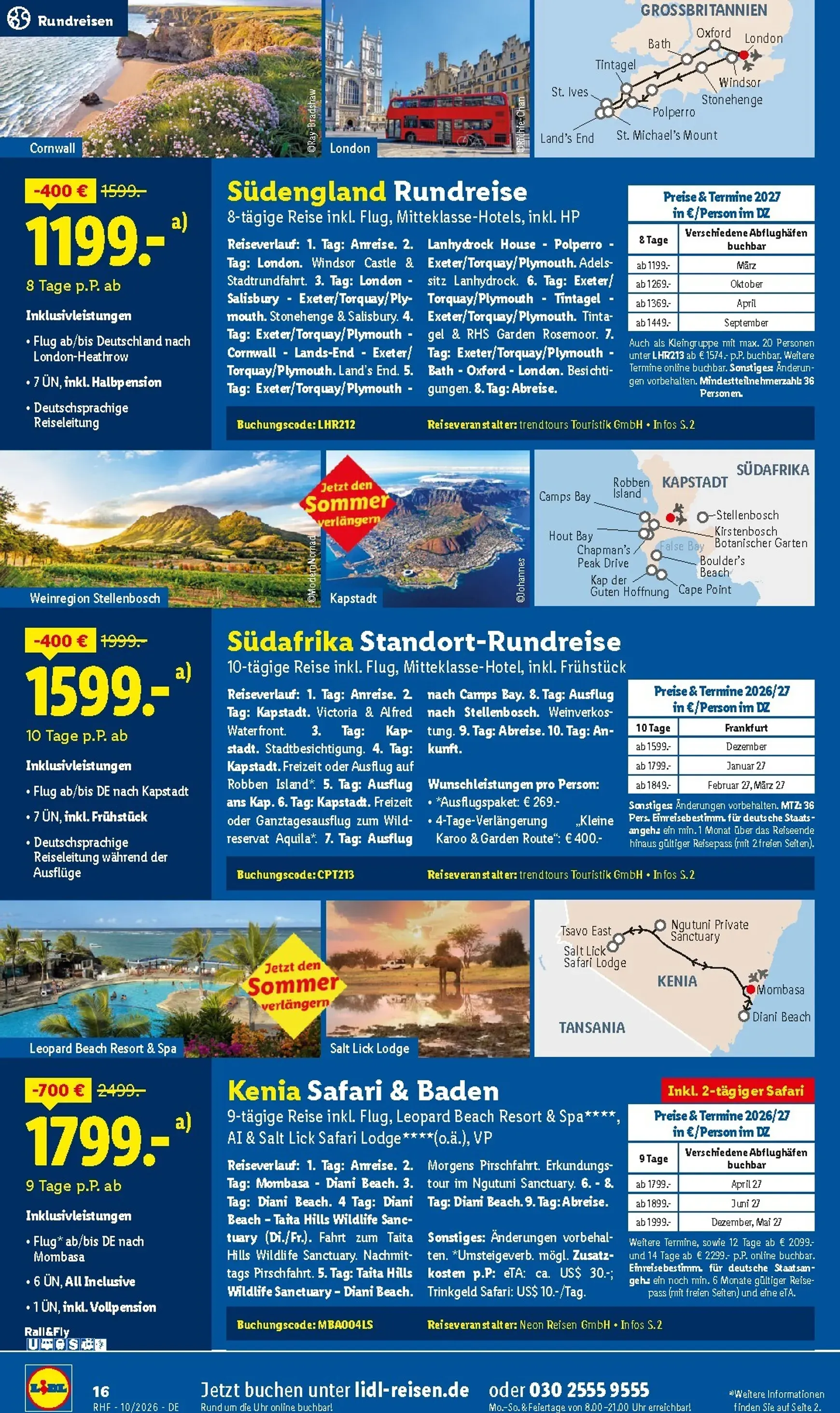 Lidl - Reise-Highlights Prospekt – von Mittwoch 30.09.2026 bis Samstag 31.10.2026 von 30. September bis 31. Oktober 2026 - Prospekt seite 16