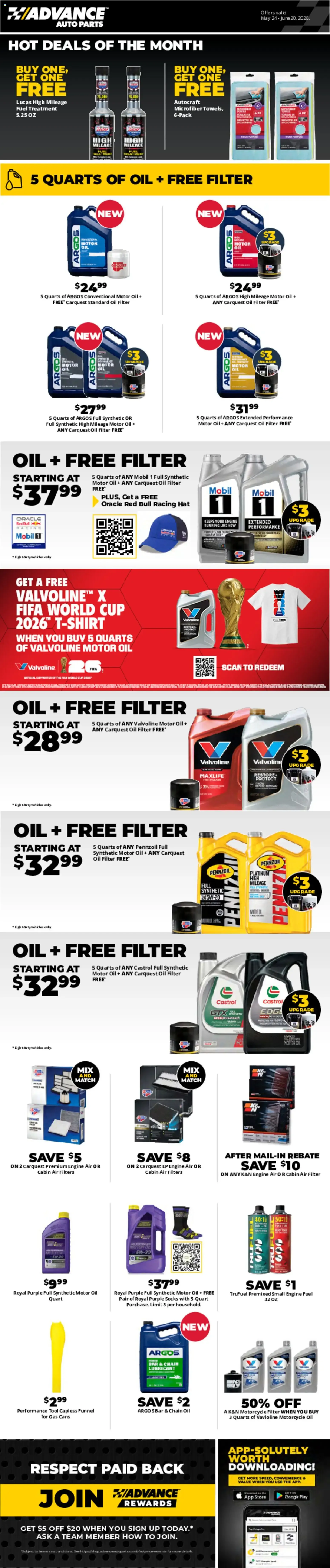 Weekly ad Advance Auto Parts Weekly Ad from 05/24/2026 - Flyer from May 24 to June 20 2026 - Page 1