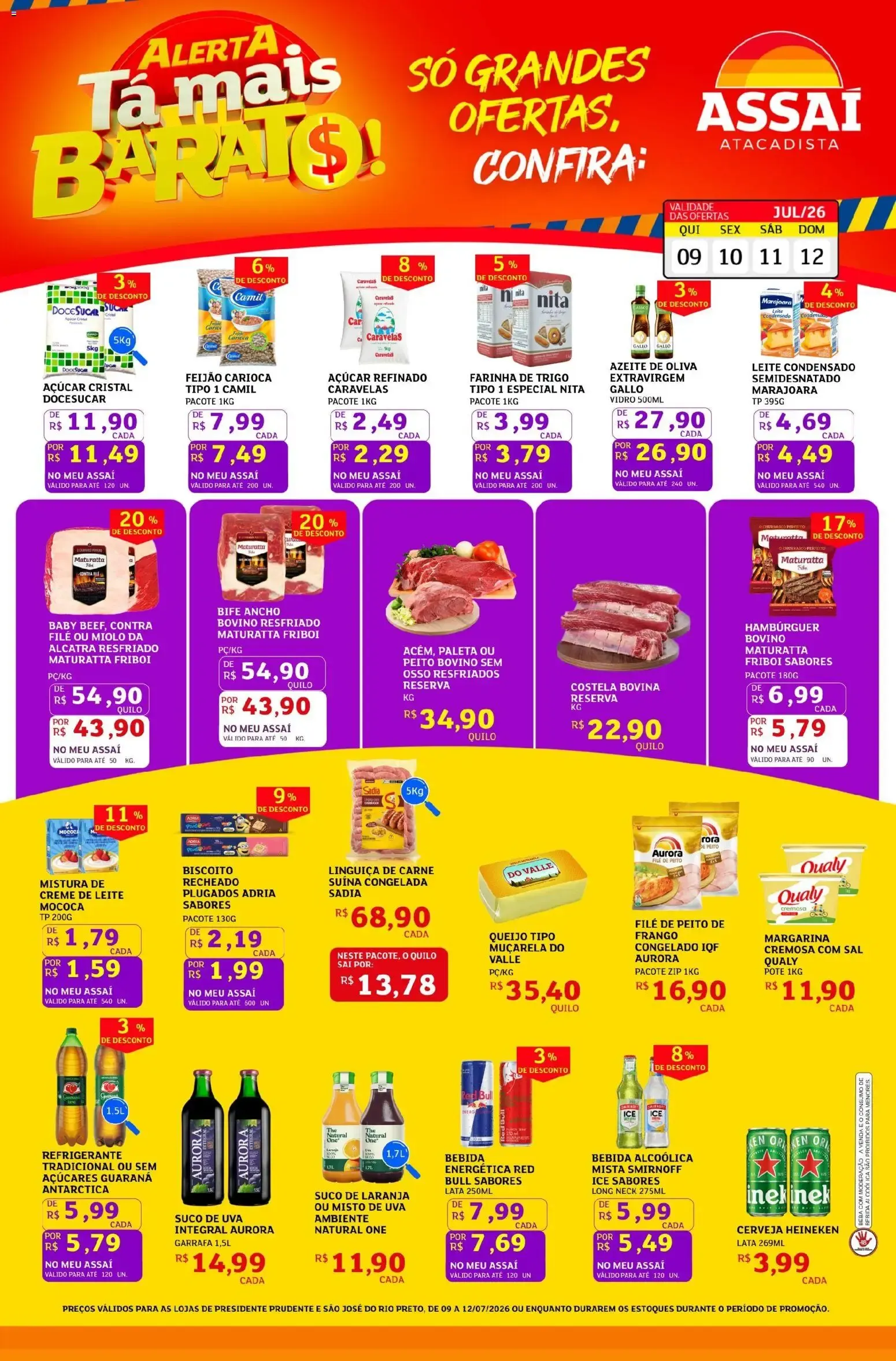 Encarte de Assaí Atacadista - Alerta Tá Mais Barato! Só Grandes Ofertas 9 de julho até 12 de julho 2026 - Pagina 1