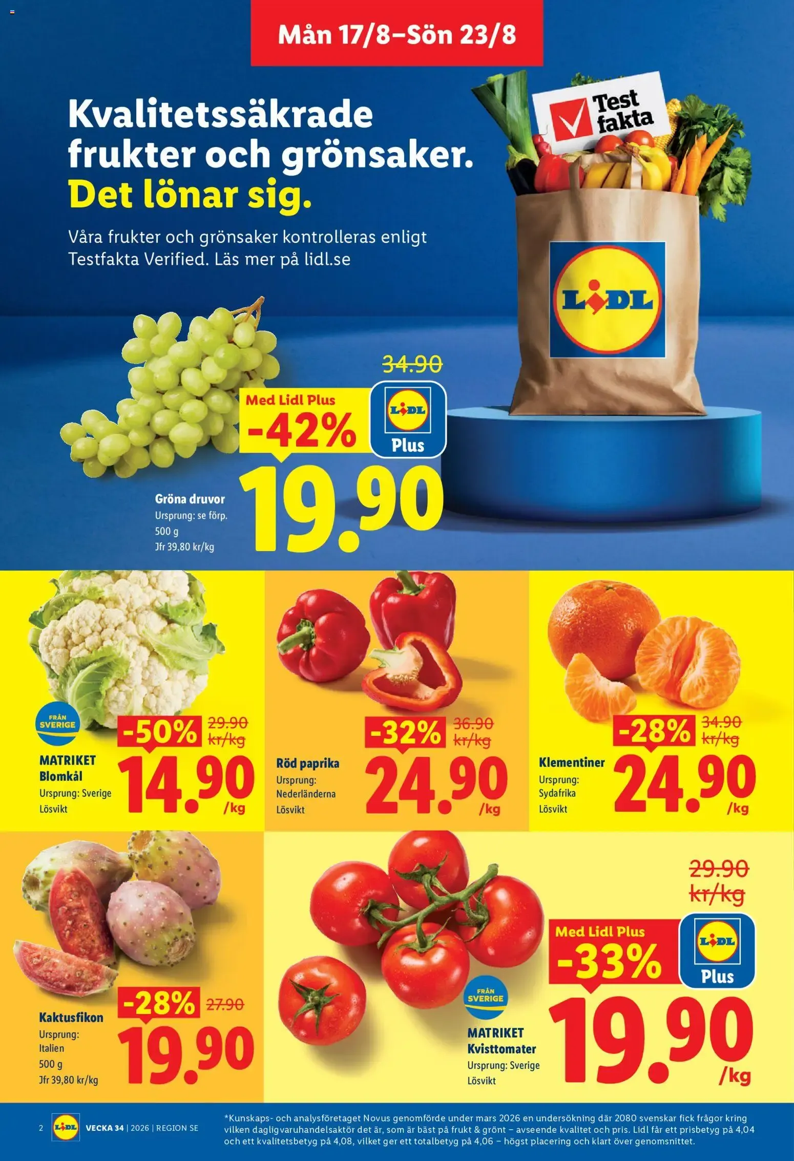 Lidl: Kvalitetssäkrade frukter och grönsaker. Det lönar sig. från 17 augusti till 23 augusti 2026 - Reklamblad sidor 2